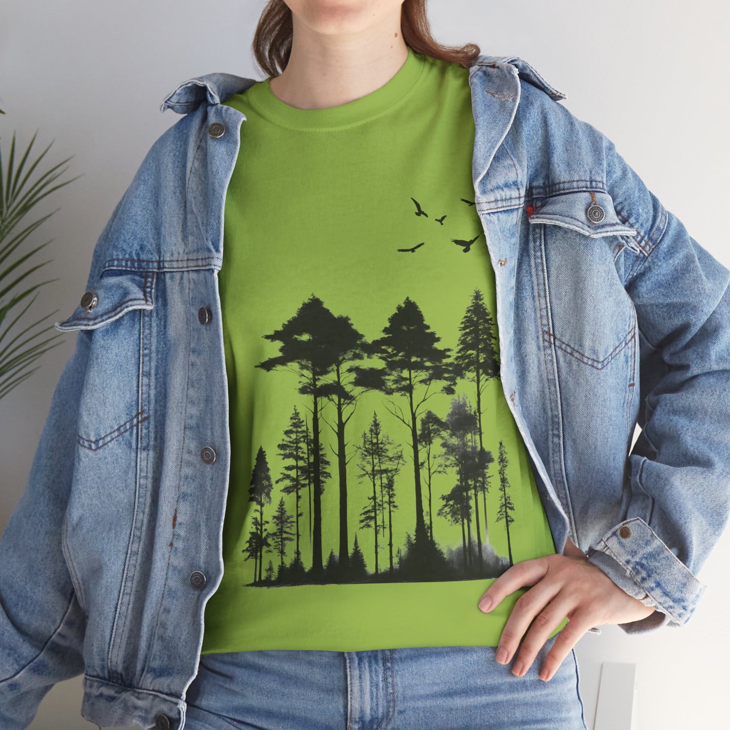 Camisa del bosque de pinos Camiseta unisex de algodón pesado Flashlander