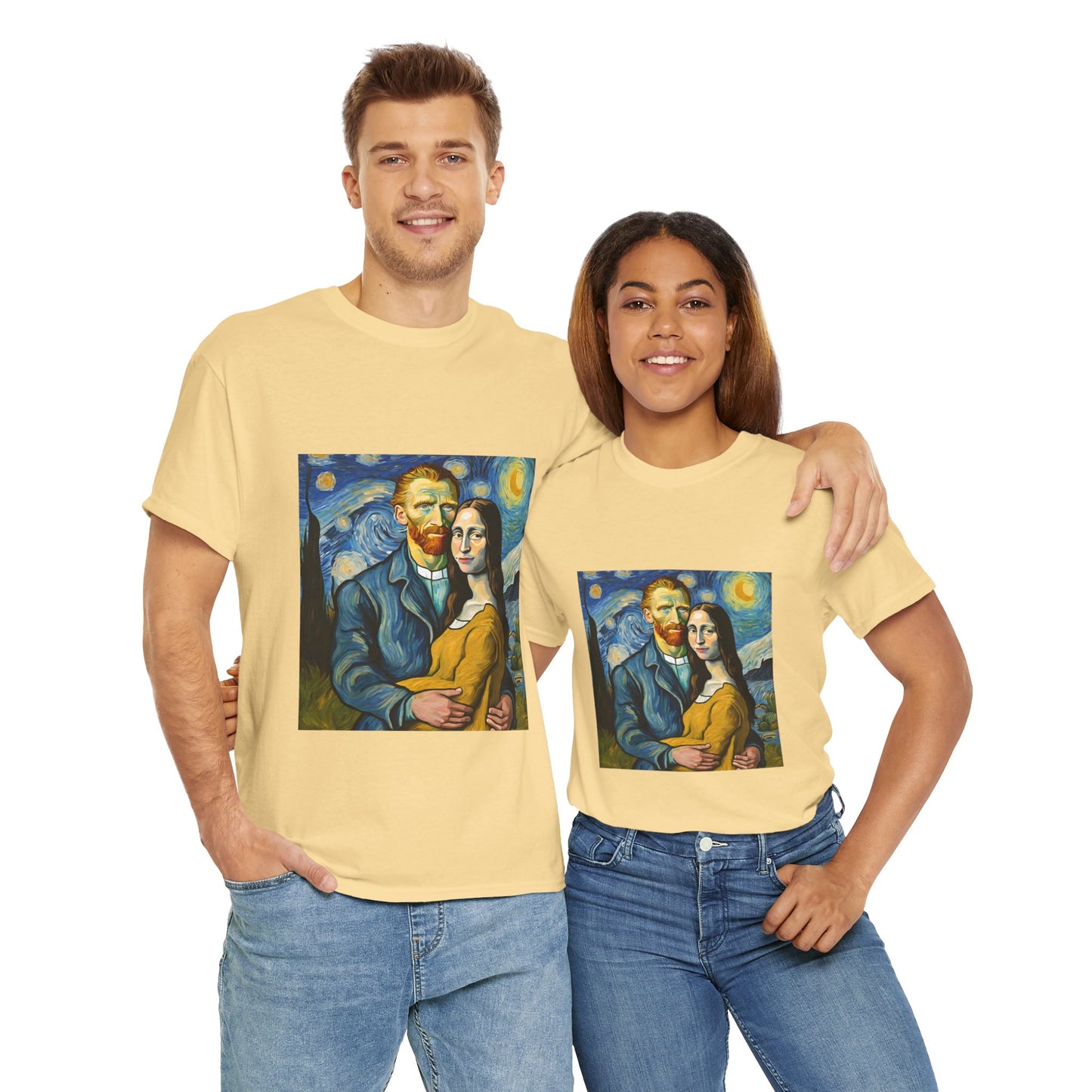 Funny Mona Lisa with Vincent Van Gogh Starry Night - Flashlander Gym Shirt