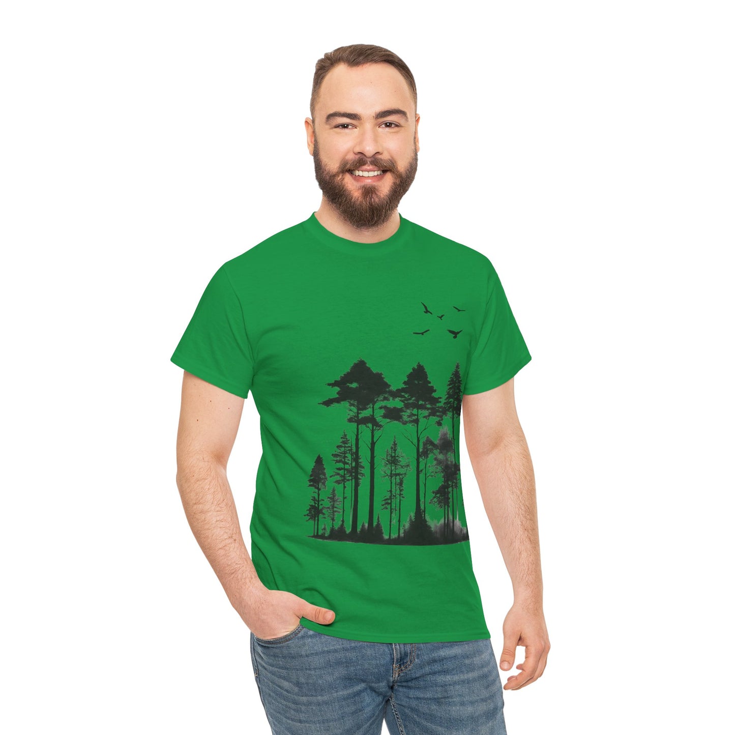 Camisa del bosque de pinos Camiseta unisex de algodón pesado Flashlander