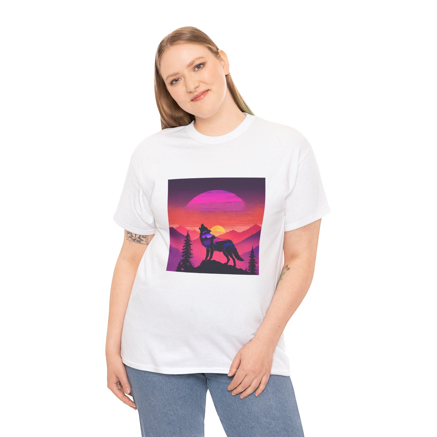 Wolf Majestic Sunset Gaphic Tee Flashlander