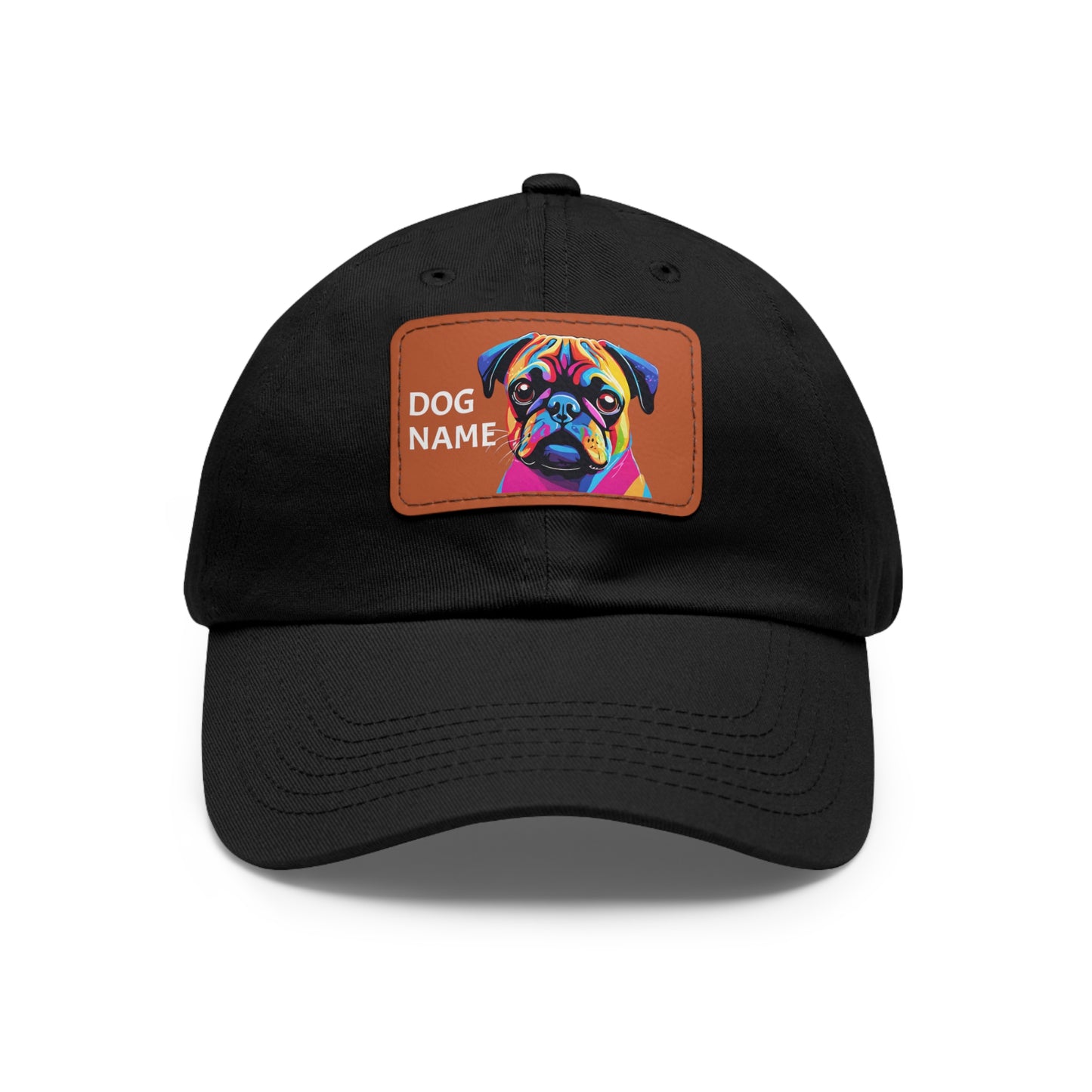 Pug Dog Hat Sportswear Cap Pug Cap Pug Hat Pug Dog Hat Pop Art Hat Dad Hat with Patch (Rectangle) Baseball Cap Custom Hat Flashlander