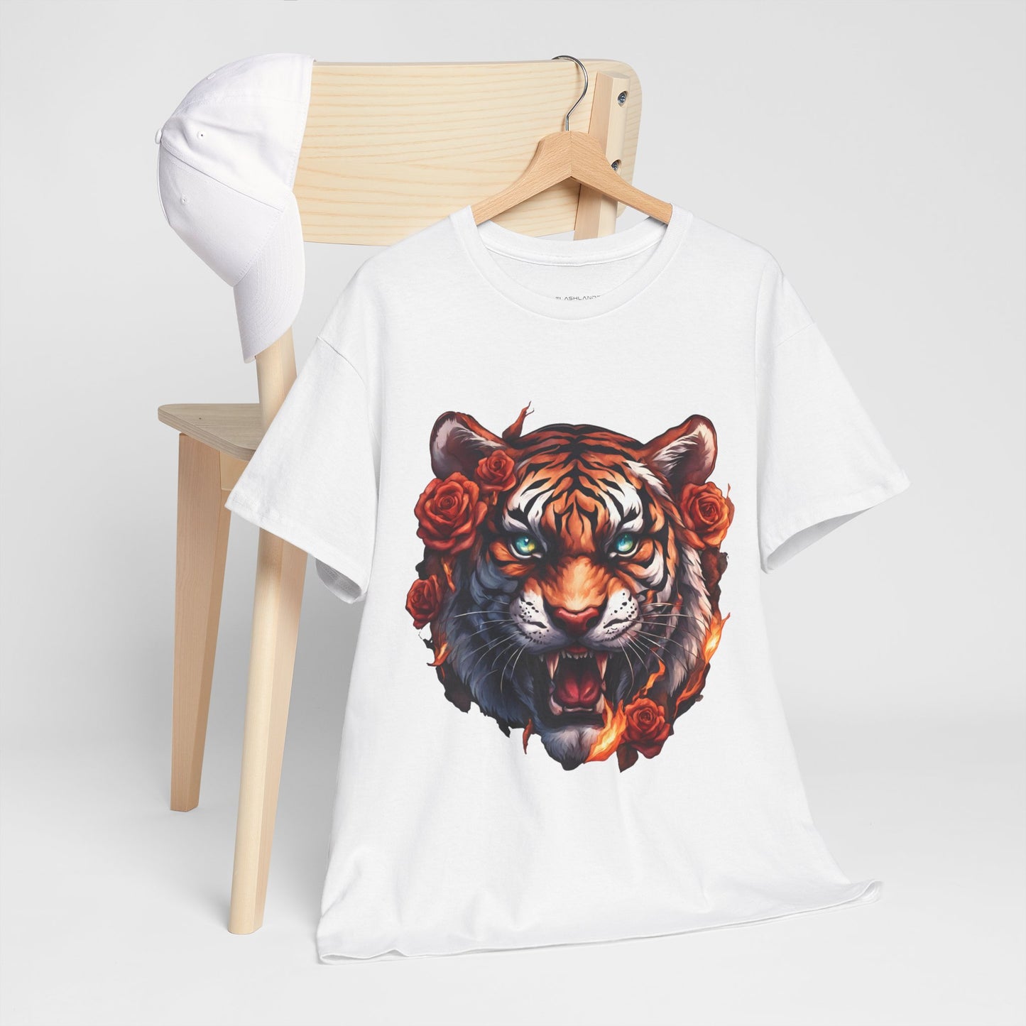 Tiger Flames and Roses T-Shirt Flashlander