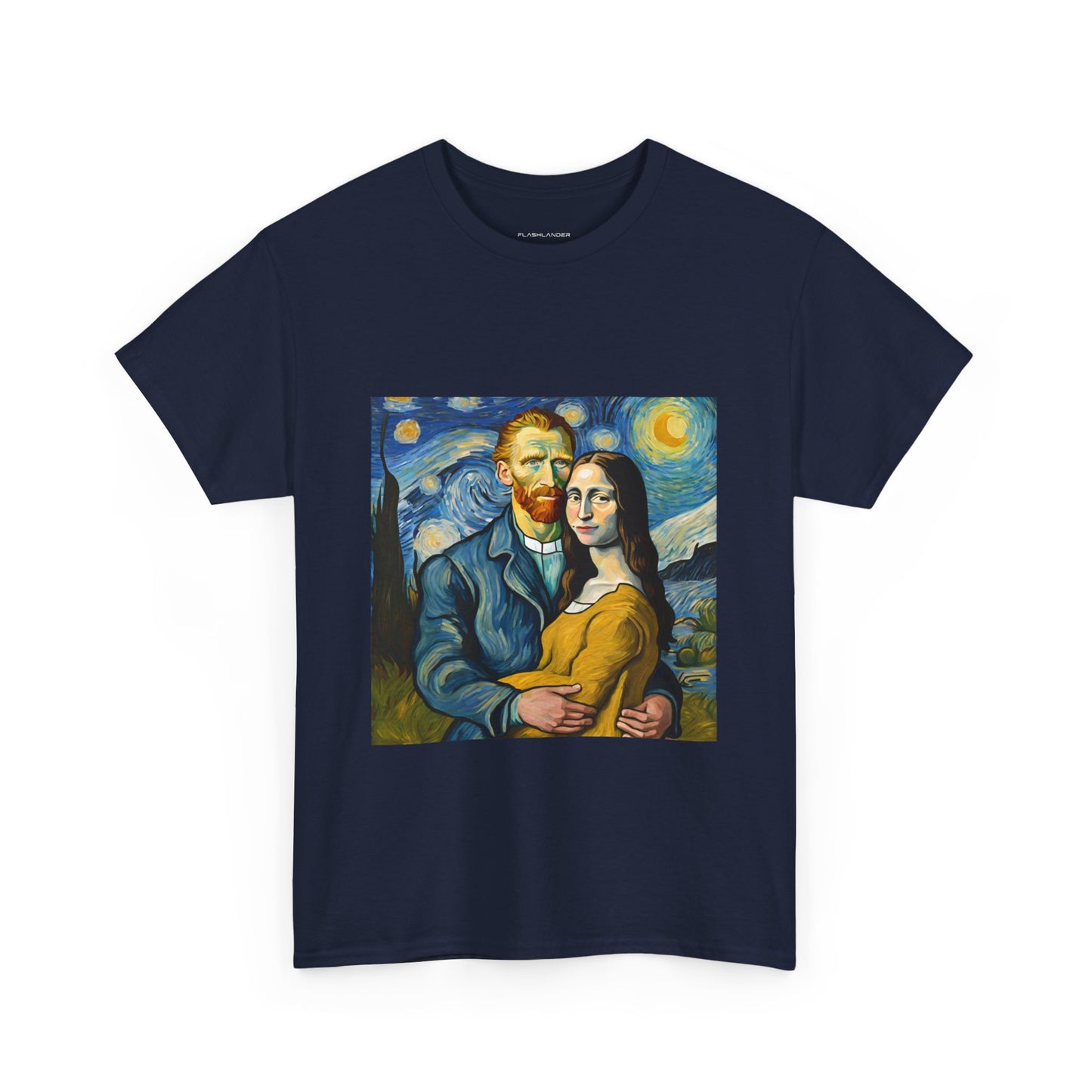 Funny Mona Lisa with Vincent Van Gogh Starry Night - Flashlander Gym Shirt