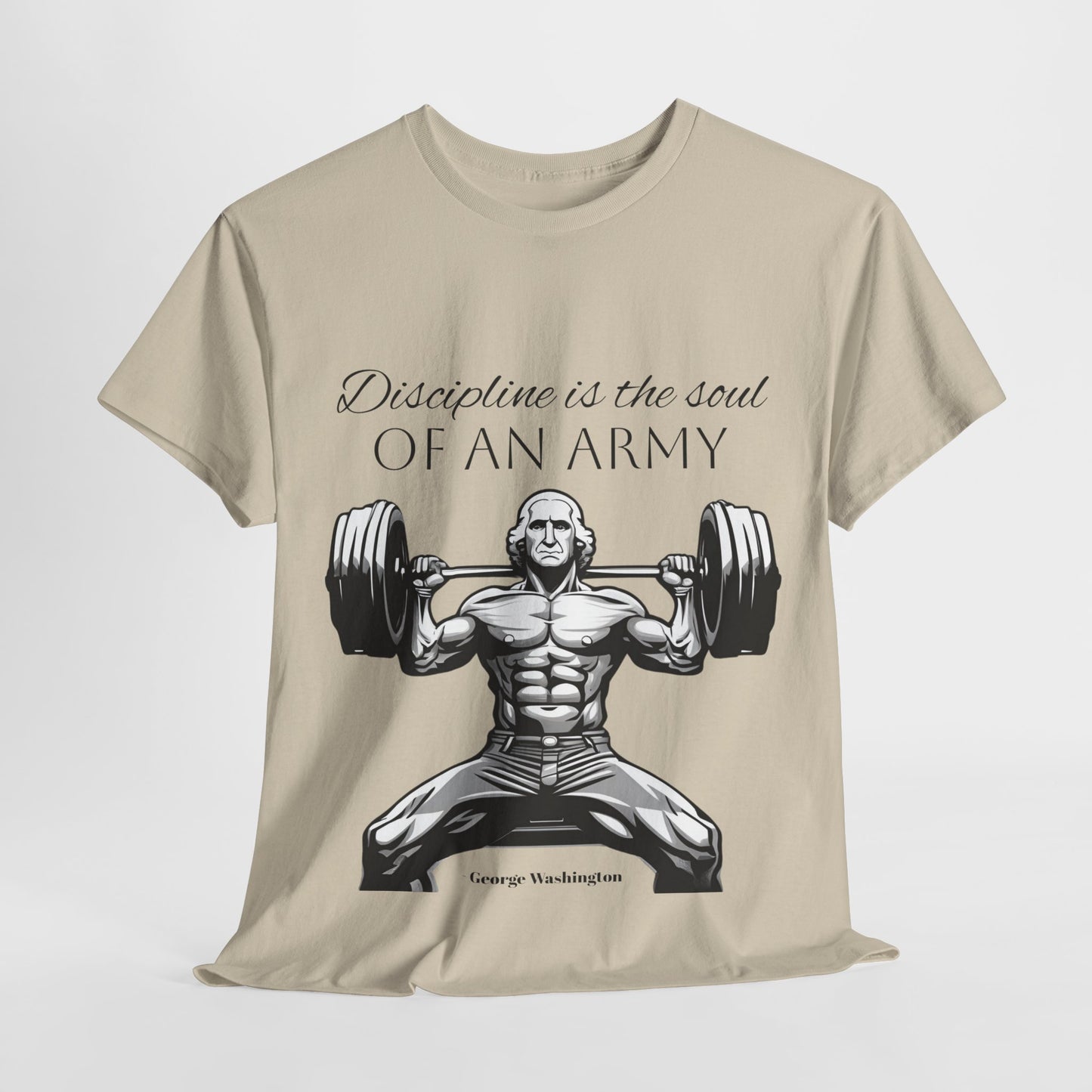 T-shirt de culturiste George Washington - Flashlander Disipline Is The Soul Of An Army Gym T-shirt en coton unisexe noir anthracite graphique