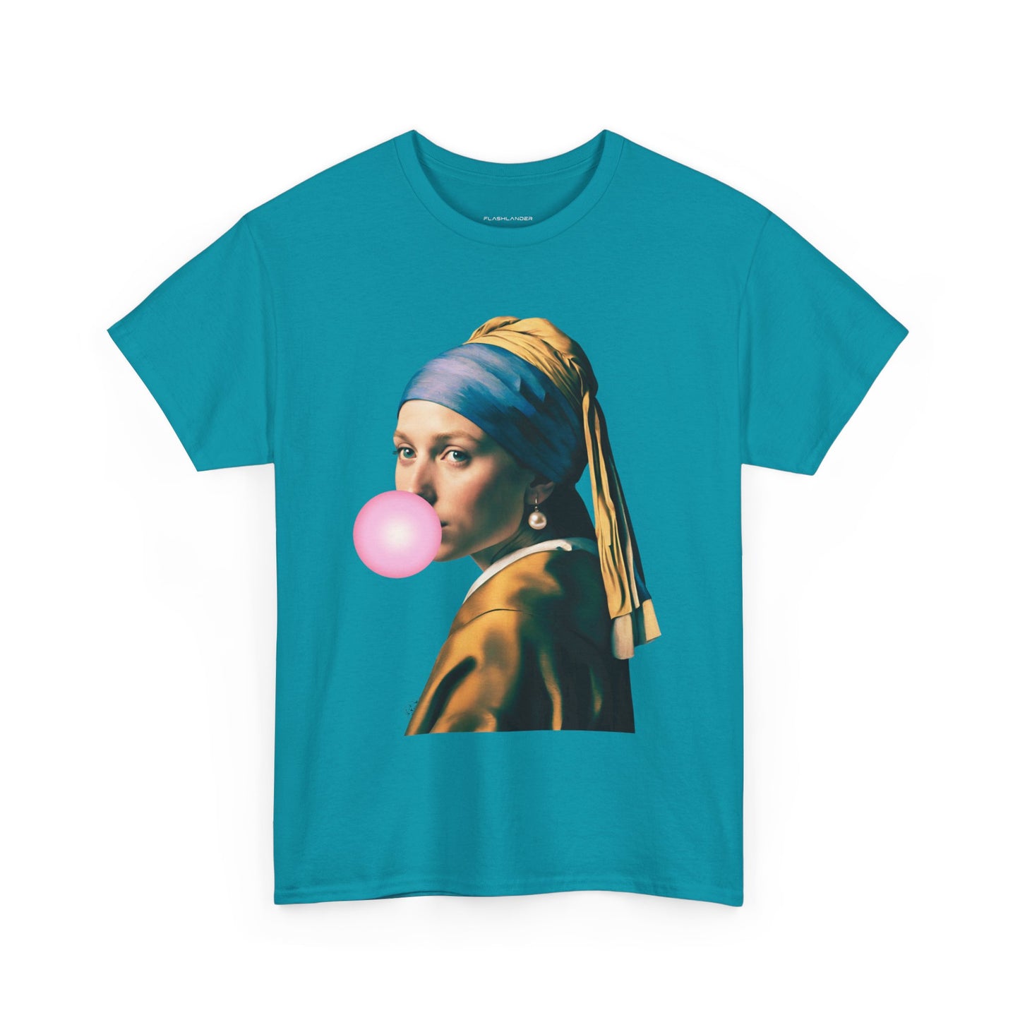 Bubble Gum Girl with a Pearl Earring Johannes Vermeer - Flashlander Gym Shirt