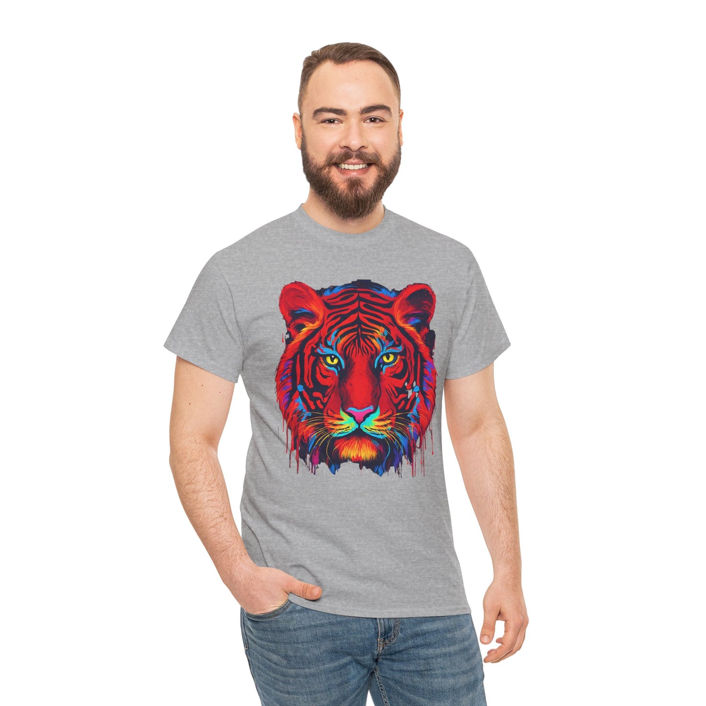 Majestuosa camiseta de Flashlander con diseño pop art de tigre rojo