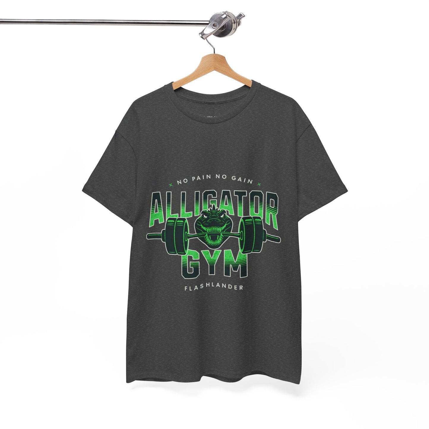 Aligator Gym Shirt Flashlander Cotton Unisex Charcoal Black Graphic Tee