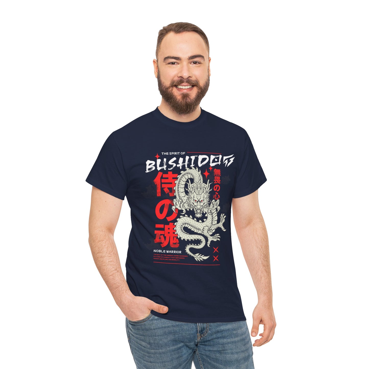 Dragon Gym Shirt The Spirit of Bushido T-Shirt Flashlander Cotton Unisex Charcoal Black Graphic Tee