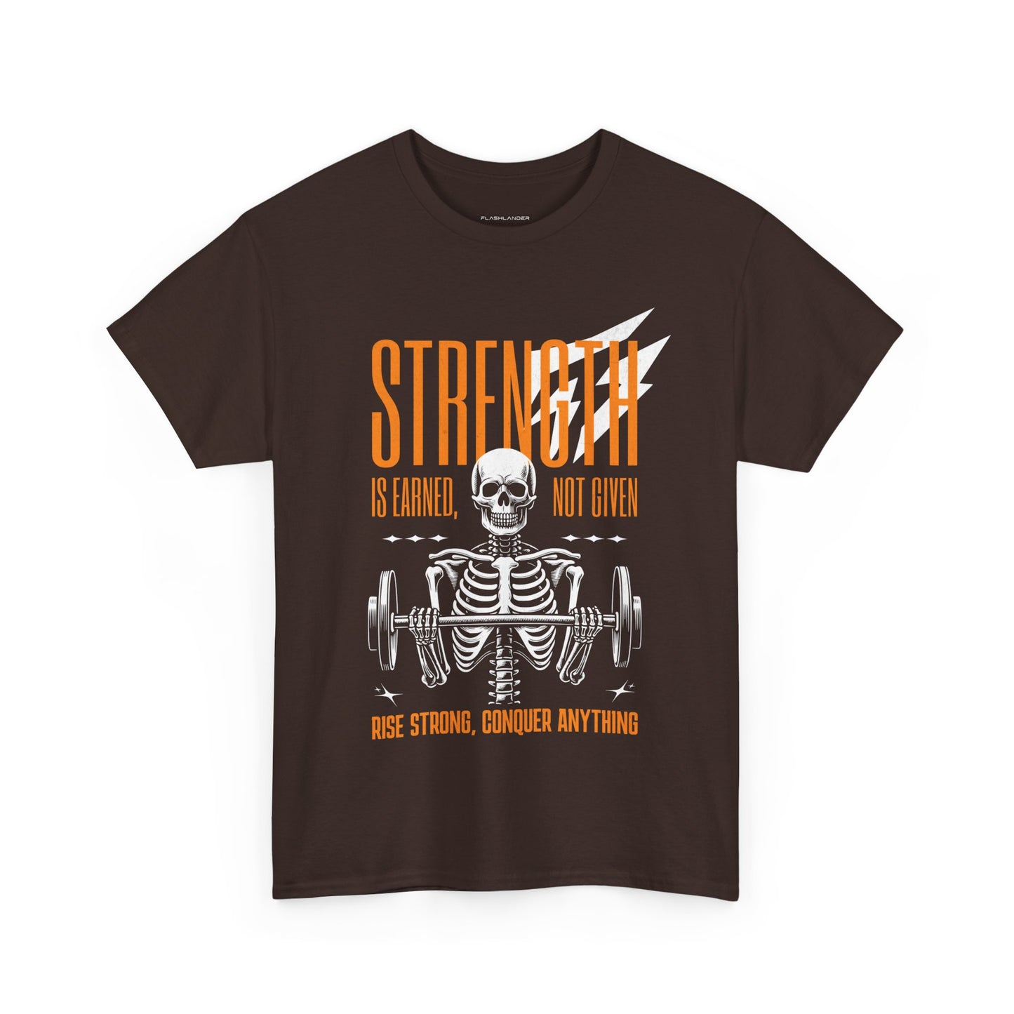 Skeleton Lifter Bodybuilder Shirt Flashlander Strength Is Earned Not Given Gym T-Shirt Cotton Unisex Graphic Tee