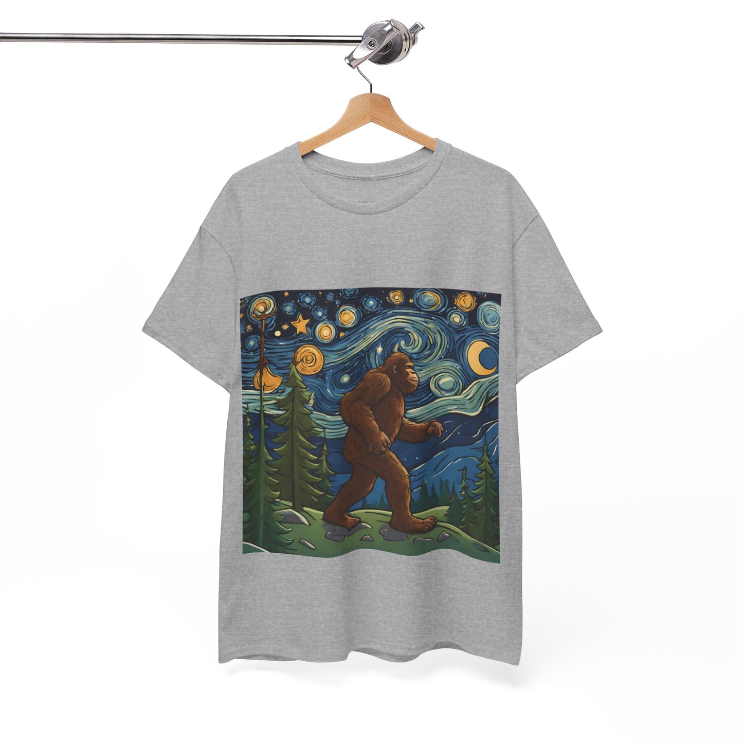 Bigfoot Strolls Through Van Gogh's Starry Night - Flashlander Gym Shirt