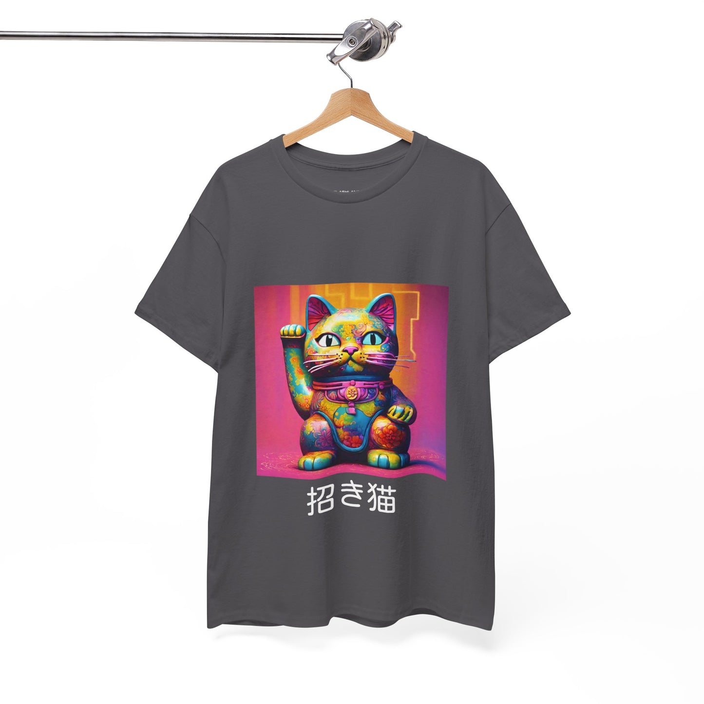 Camiseta de gimnasia Flashlander con el gato de la suerte japonés Manekineko y nombre japonés personalizado