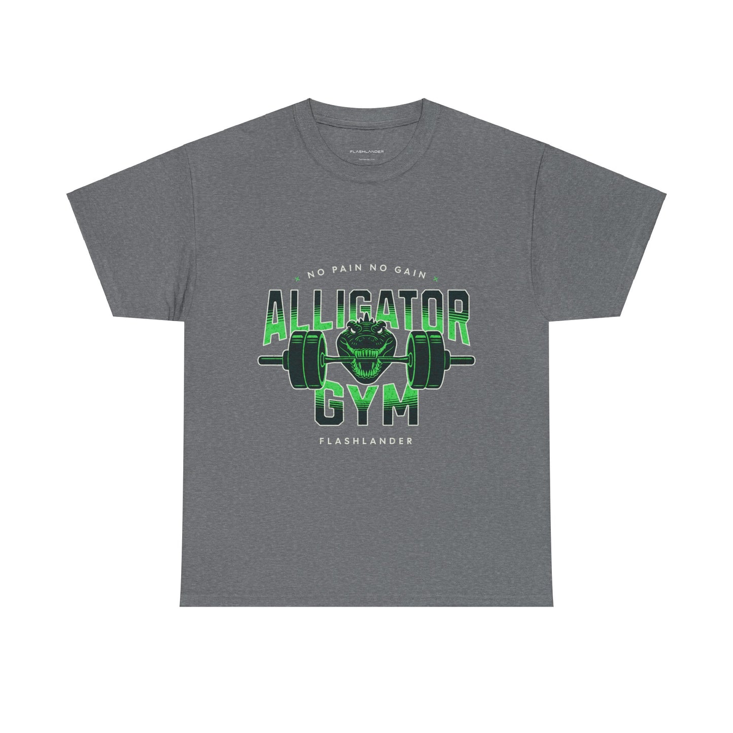 Aligator Gym Shirt Flashlander Cotton Unisex Charcoal Black Graphic Tee