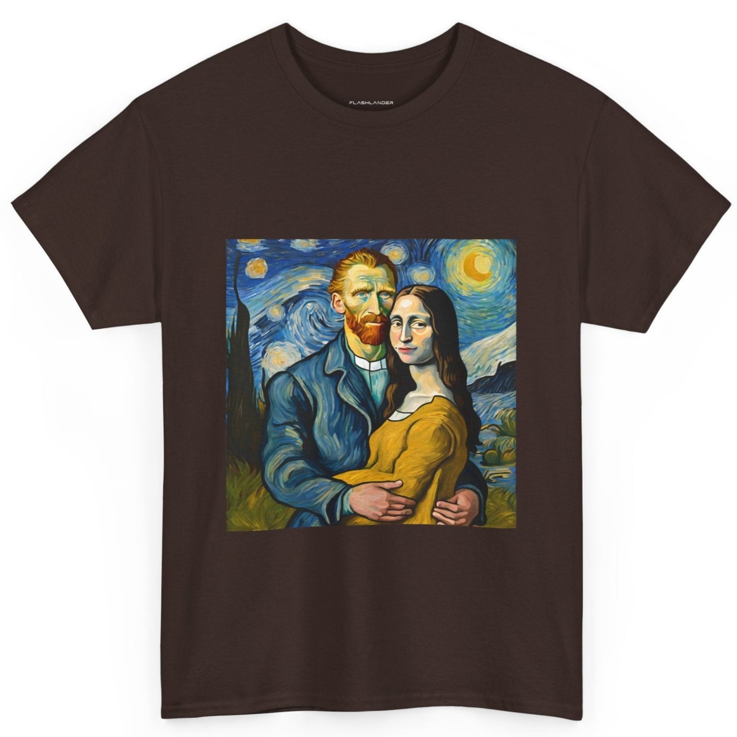 Funny Mona Lisa with Vincent Van Gogh Starry Night - Flashlander Gym Shirt