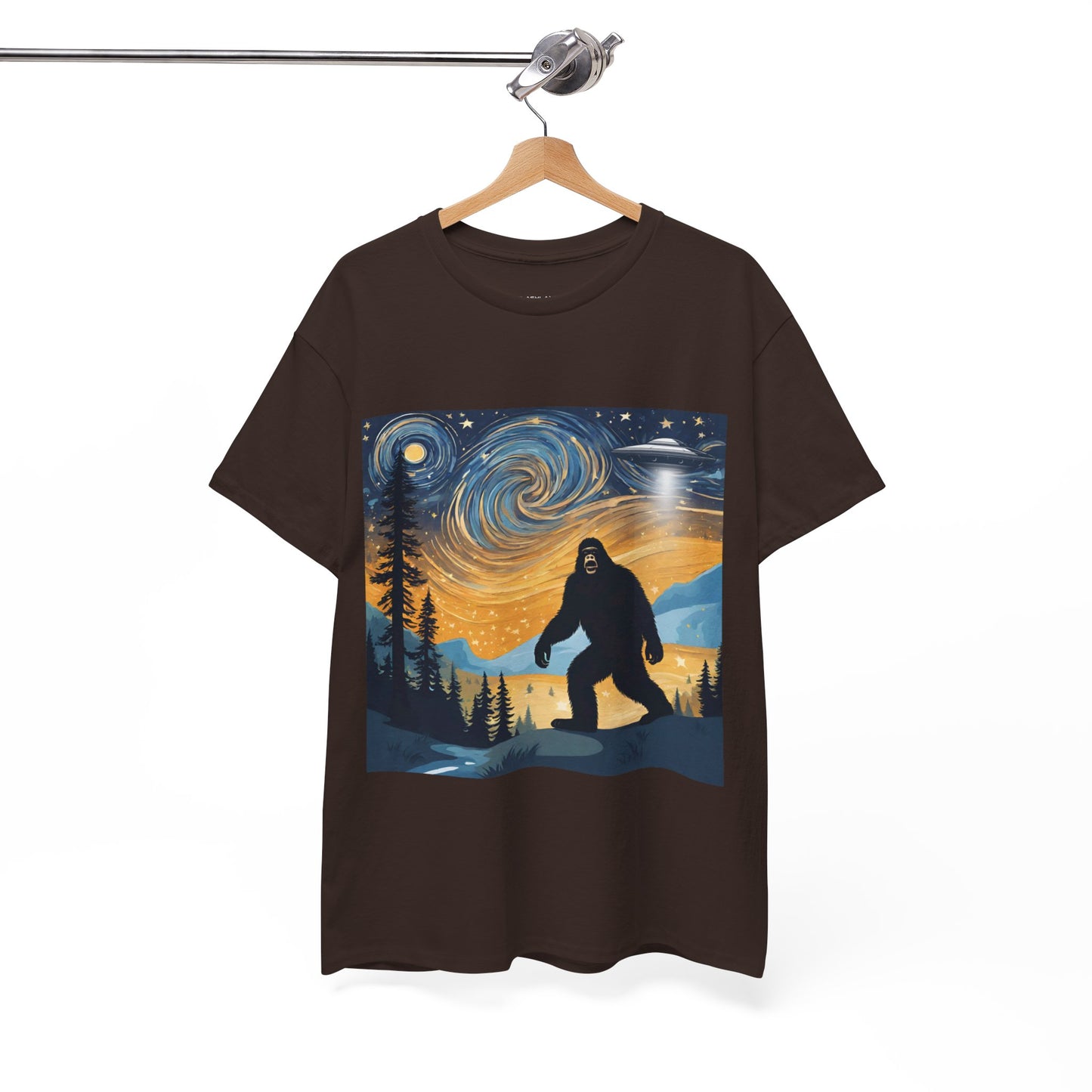 Funny Starry Night Stroll Bigfoot Encounters UFO Abduction - Flashlander Gym Shirt