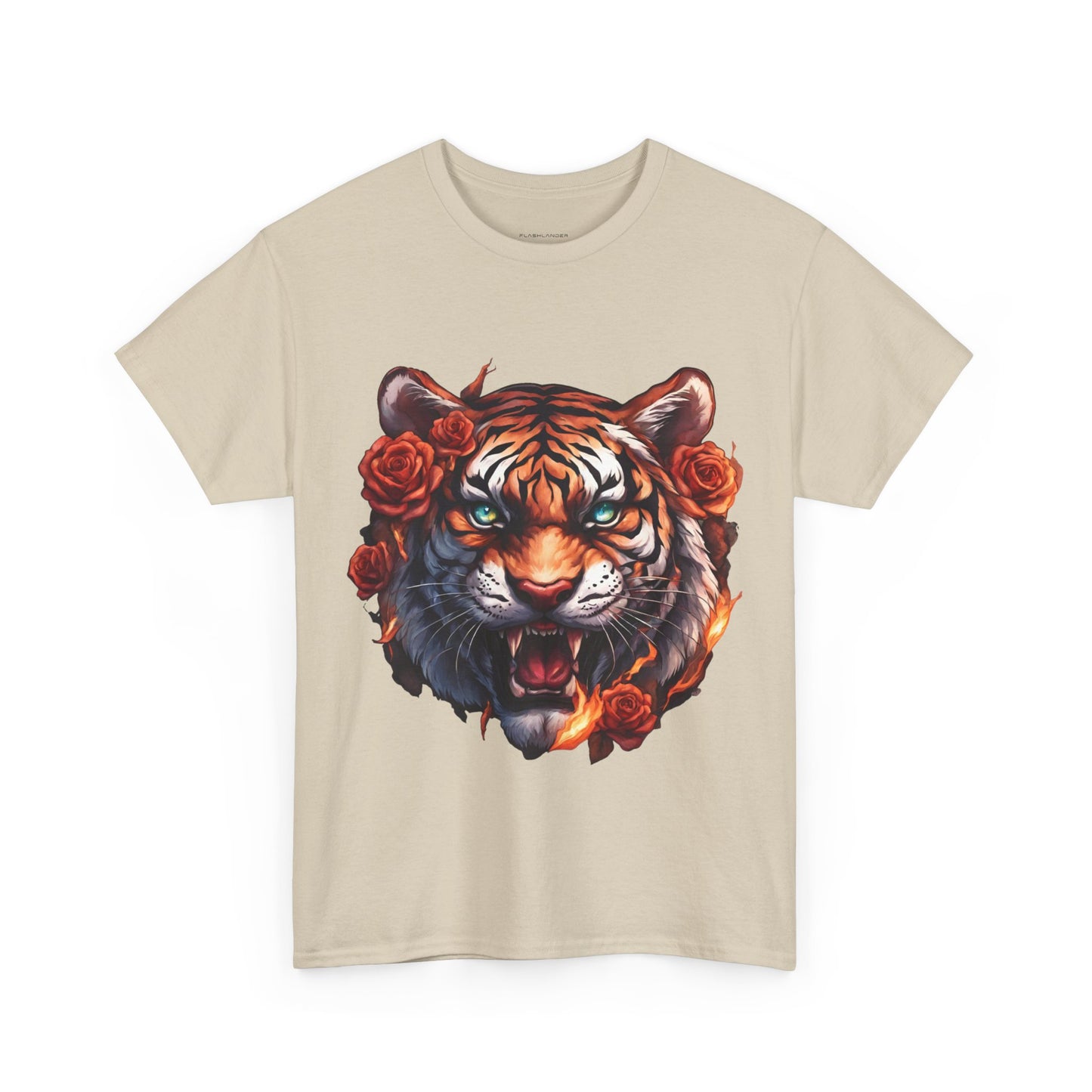 Tiger Flames and Roses T-Shirt Flashlander