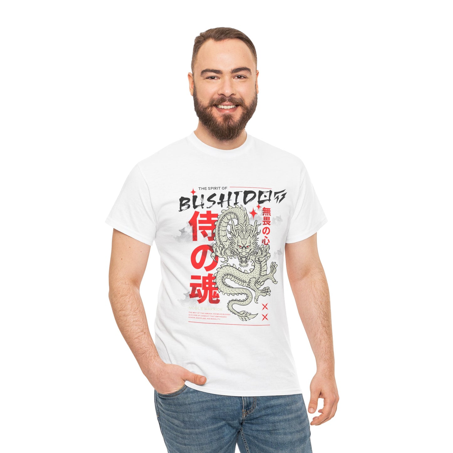 Dragon Gym Shirt The Spirit of Bushido T-Shirt Flashlander Cotton Unisex Charcoal Black Graphic Tee