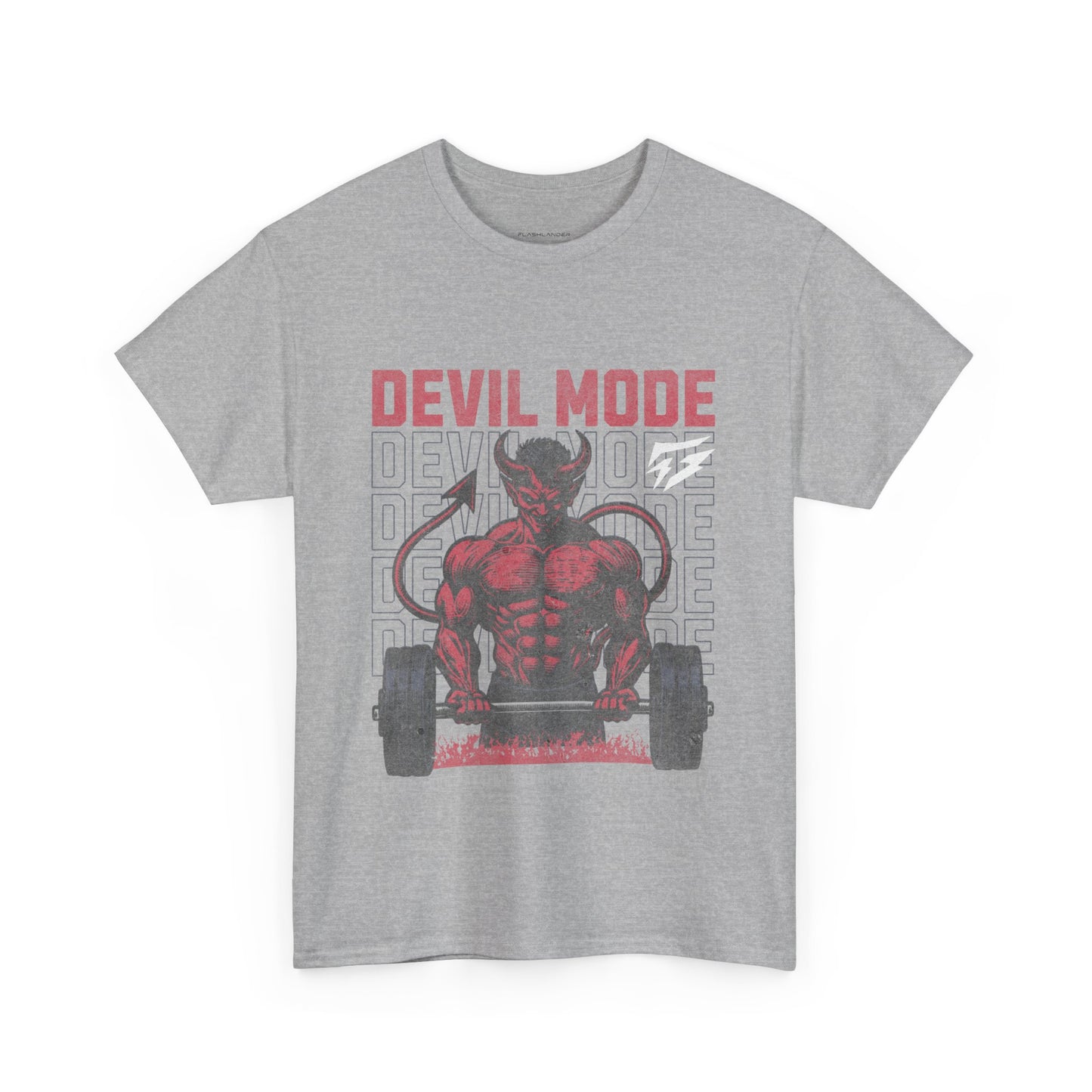 Devil Mode Gym Shirt Flashlander Cotton Unisex Charcoal Black Performance Graphic Tee