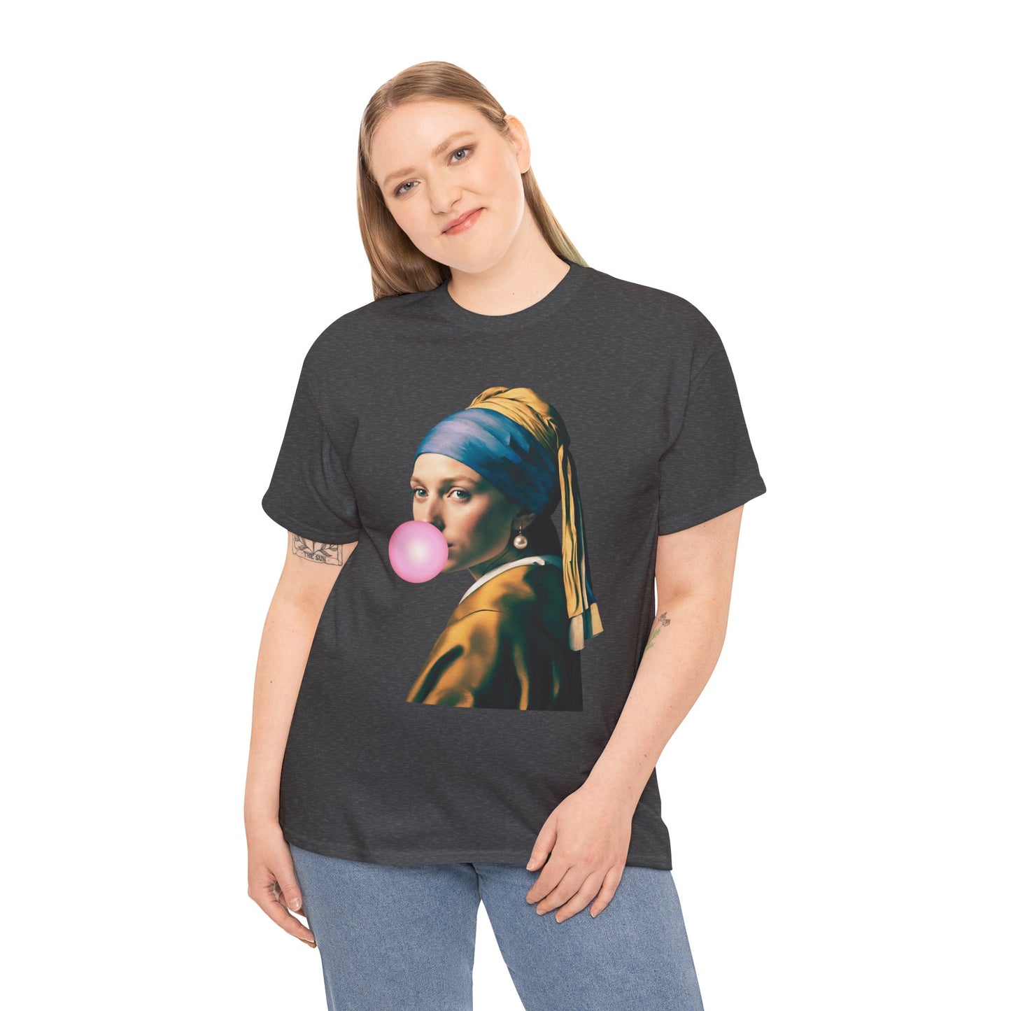 Bubble Gum Girl with a Pearl Earring Johannes Vermeer - Flashlander Gym Shirt