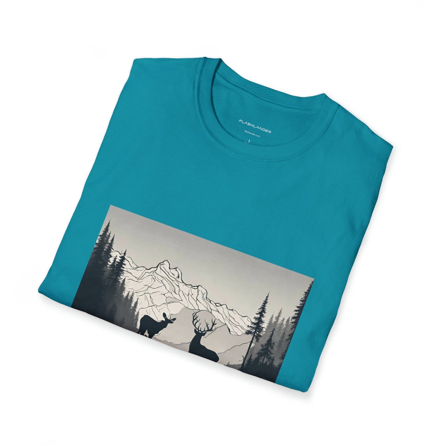 Wilderness Serenity Majestic Mountain Scenery Unisex Softstyle T-Shirt Flashlander