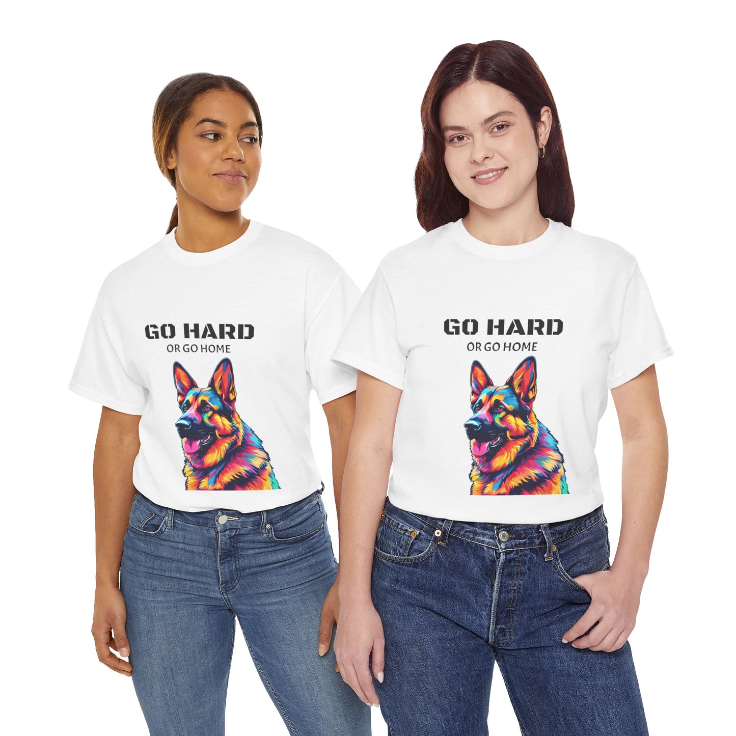 Camiseta de gimnasia Flashlander con diseño de perro pastor alemán Pop Art: "Ve a por todas o vete a casa"