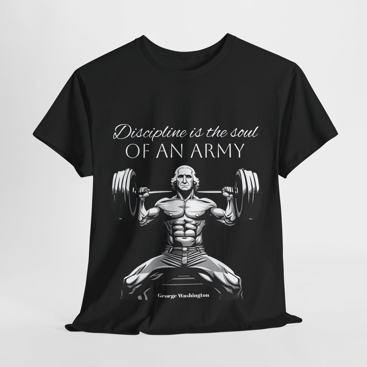 T-shirt de culturiste George Washington - Flashlander Disipline Is The Soul Of An Army Gym T-shirt en coton unisexe noir anthracite graphique