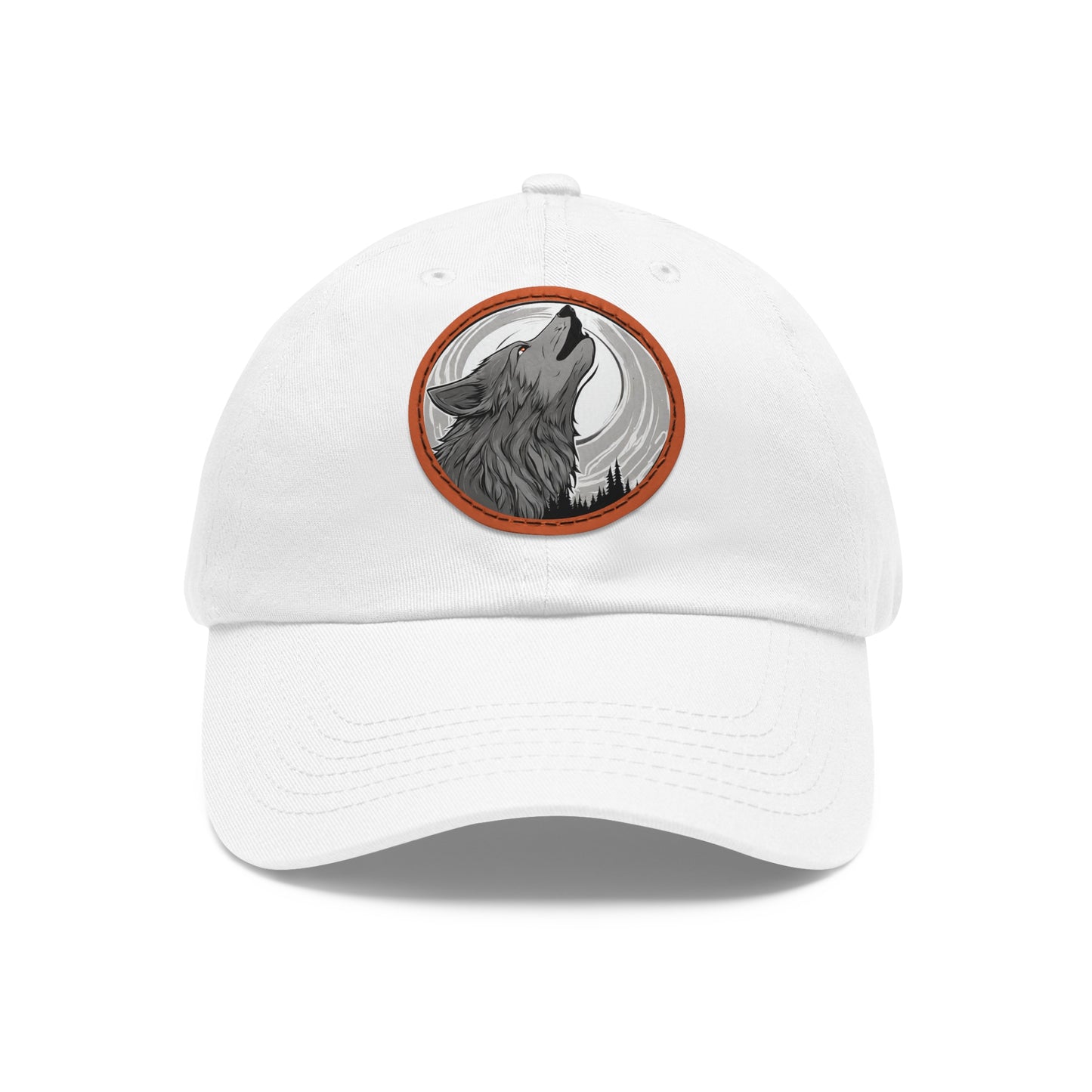 Wolf Howl with Full Moon Hat Wolf Hat Sportswear Cap Dad Hat with Patch (Round) Baseball Cap Wolf Cap Custom Hat Flashlander