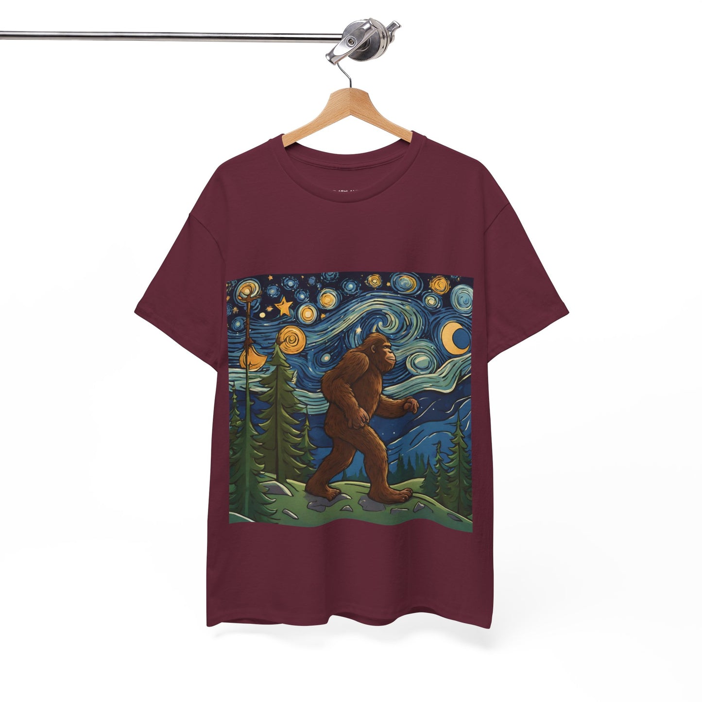 Bigfoot Strolls Through Van Gogh's Starry Night - Flashlander Gym Shirt