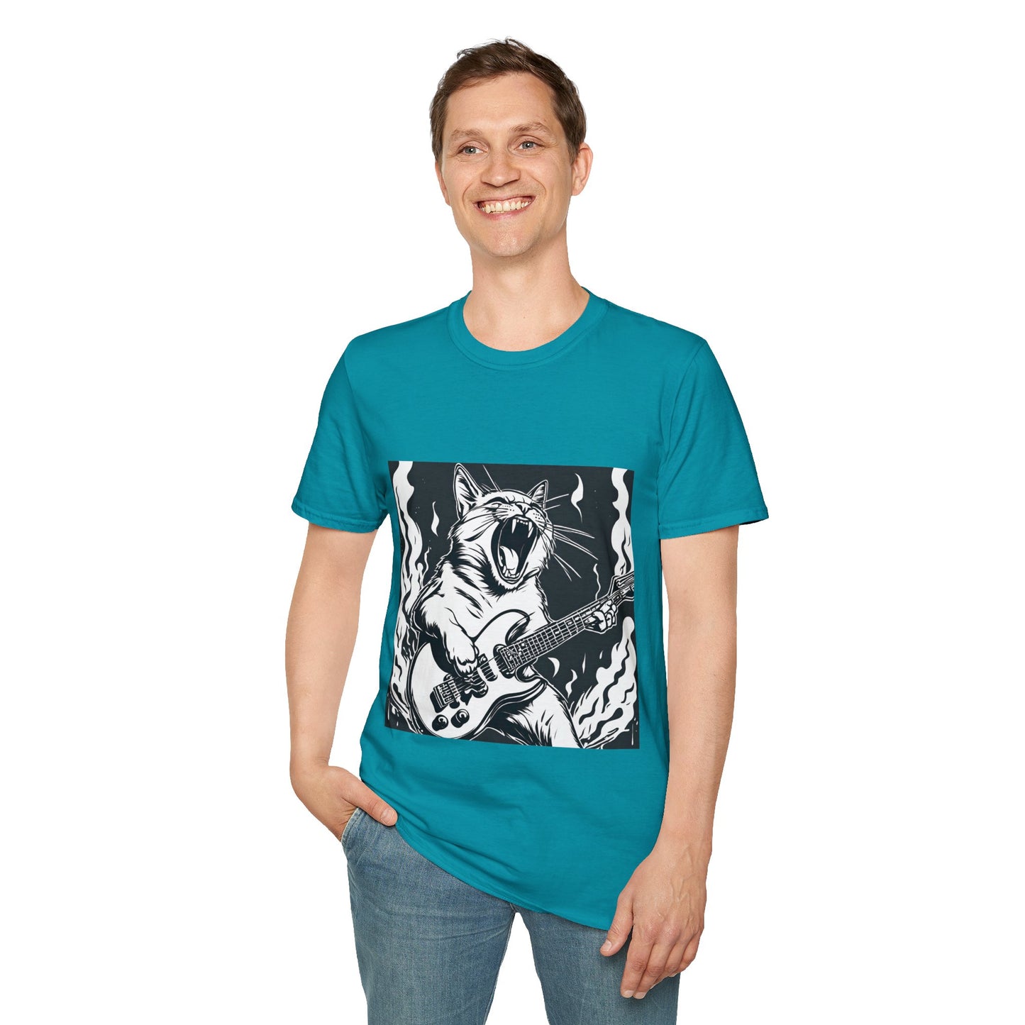 Cat Playing Guitar Flashlander Gym Shirt