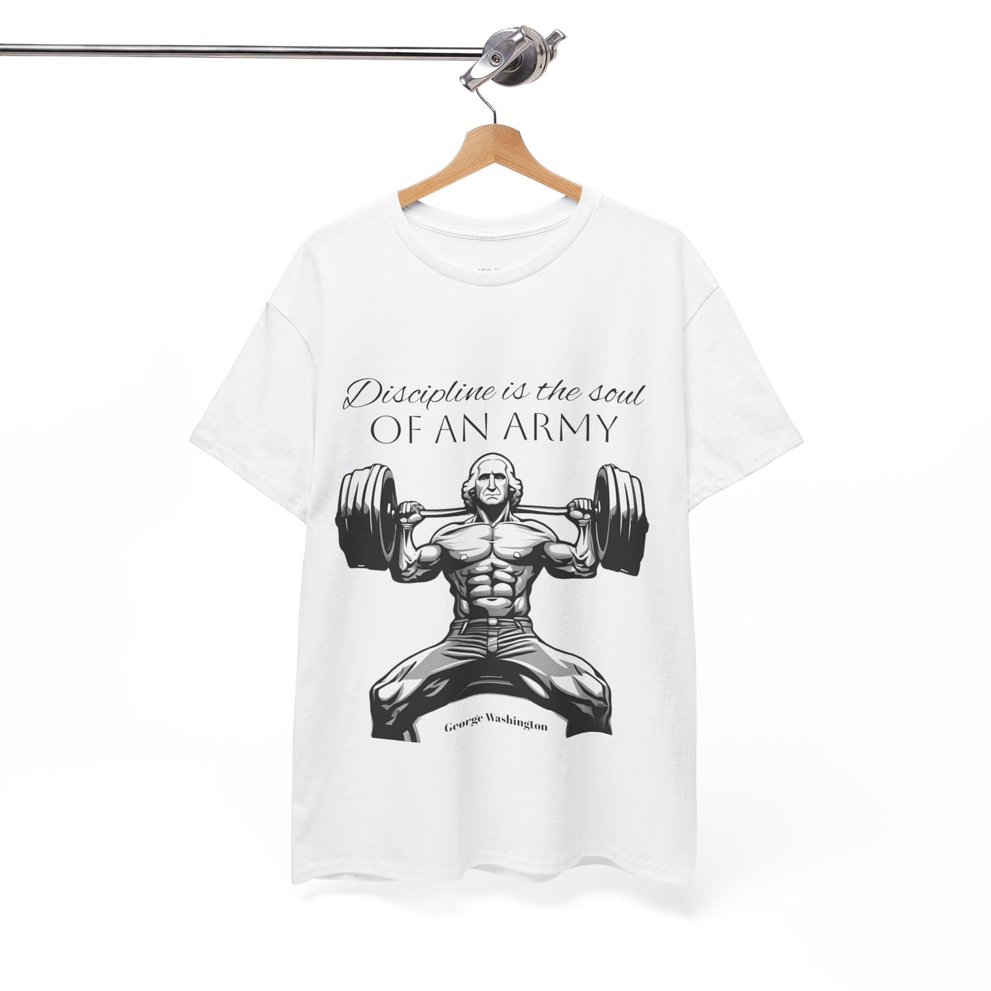 T-shirt de culturiste George Washington - Flashlander Disipline Is The Soul Of An Army Gym T-shirt en coton unisexe noir anthracite graphique