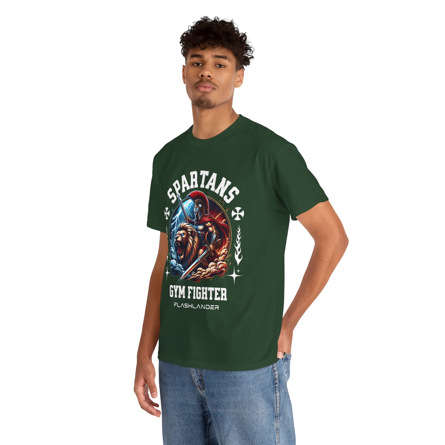 Spartans Gym Fighter Shirt Flashlander Performance T-Shirt Cotton Unisex Charcoal Black Graphic Tee