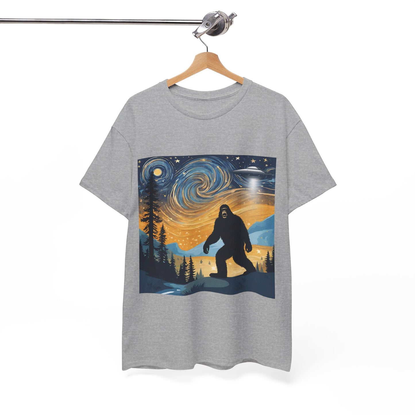 Funny Starry Night Stroll Bigfoot Encounters UFO Abduction - Flashlander Gym Shirt