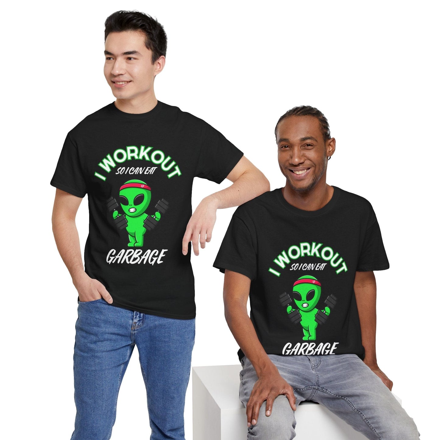 Alien I Workout So I Can Eat Garbage Graphic Tee Flashlander