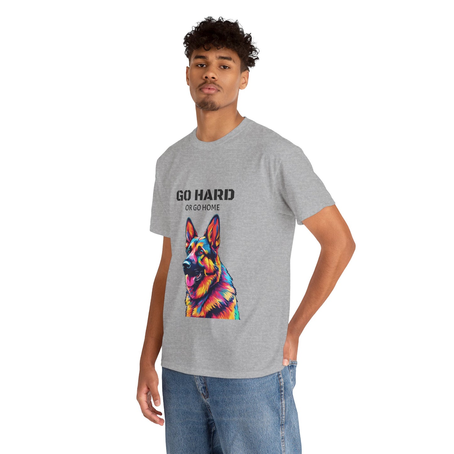 Camiseta de gimnasia Flashlander con diseño de perro pastor alemán Pop Art: "Ve a por todas o vete a casa"