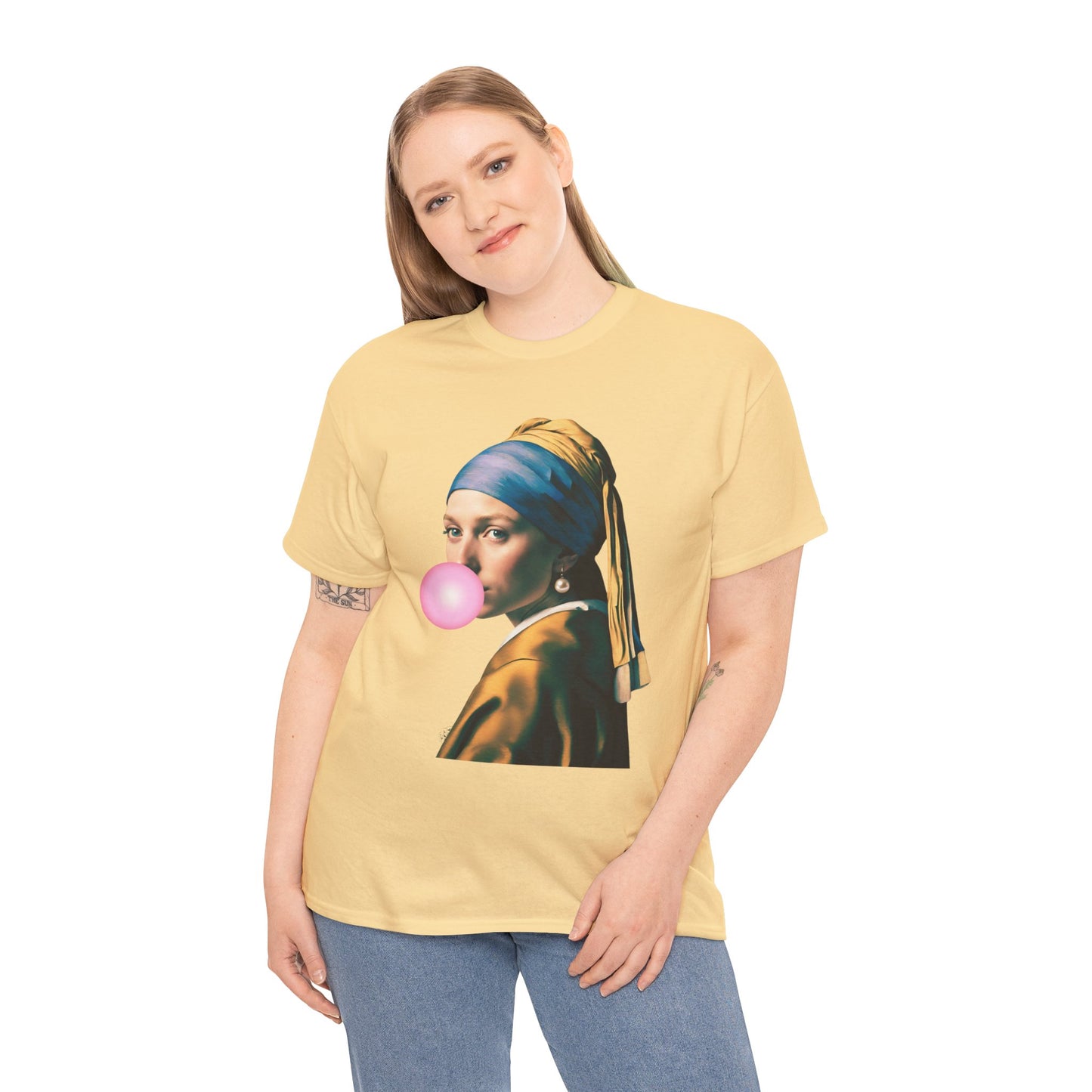 Bubble Gum Girl with a Pearl Earring Johannes Vermeer - Flashlander Gym Shirt