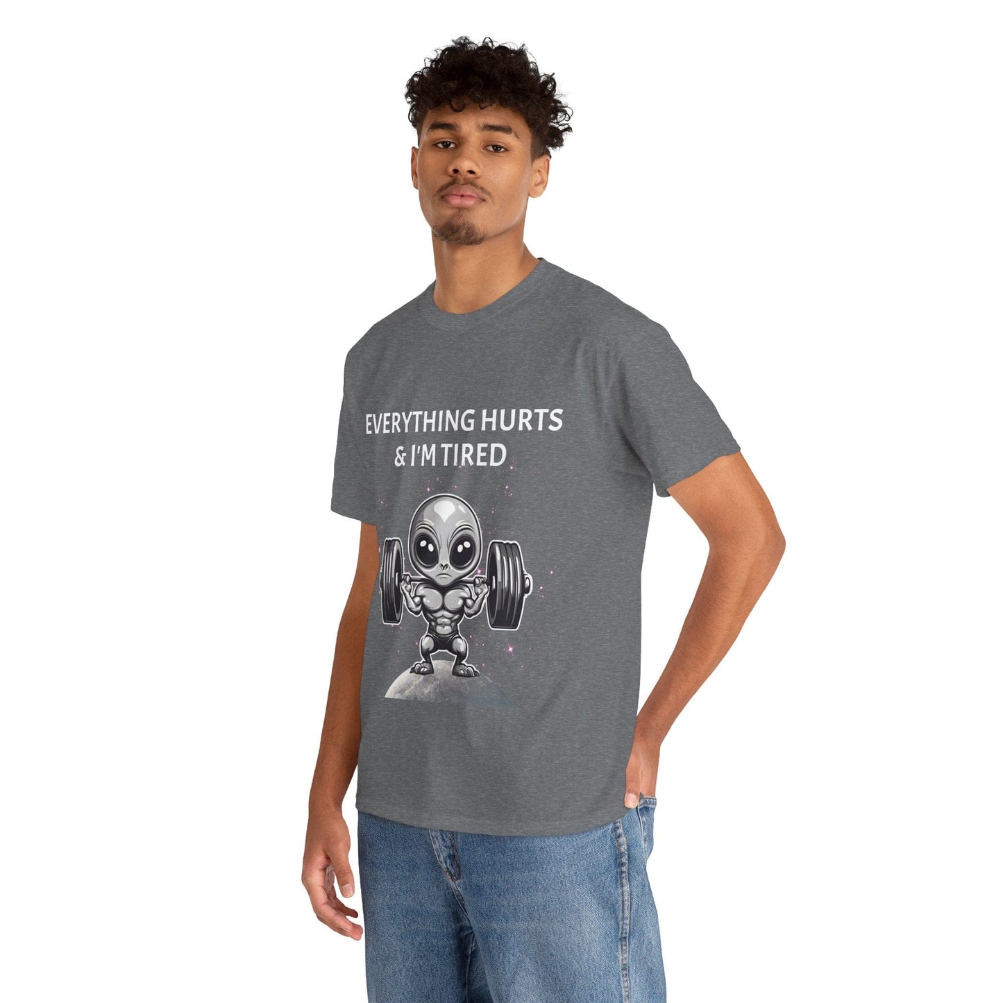 Camiseta de culturista alienígena - Flashlander Camiseta de gimnasio con todo me duele y estoy cansado