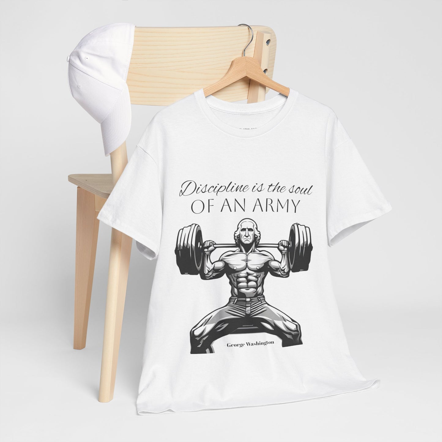 T-shirt de culturiste George Washington - Flashlander Disipline Is The Soul Of An Army Gym T-shirt en coton unisexe noir anthracite graphique