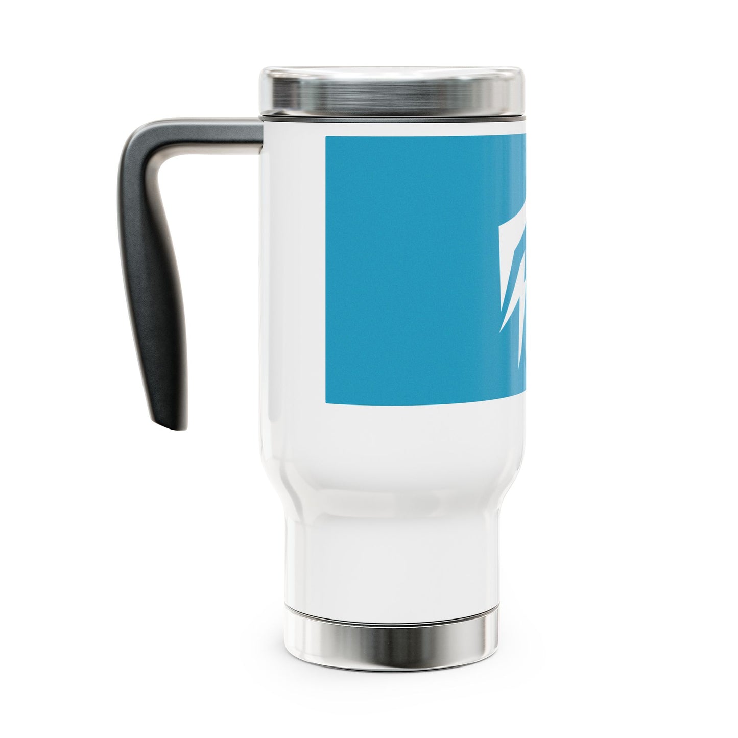 Flashlander Stainless Steel Travel Sports Mug with Handle 14oz Blue Aqua Turquoise and White