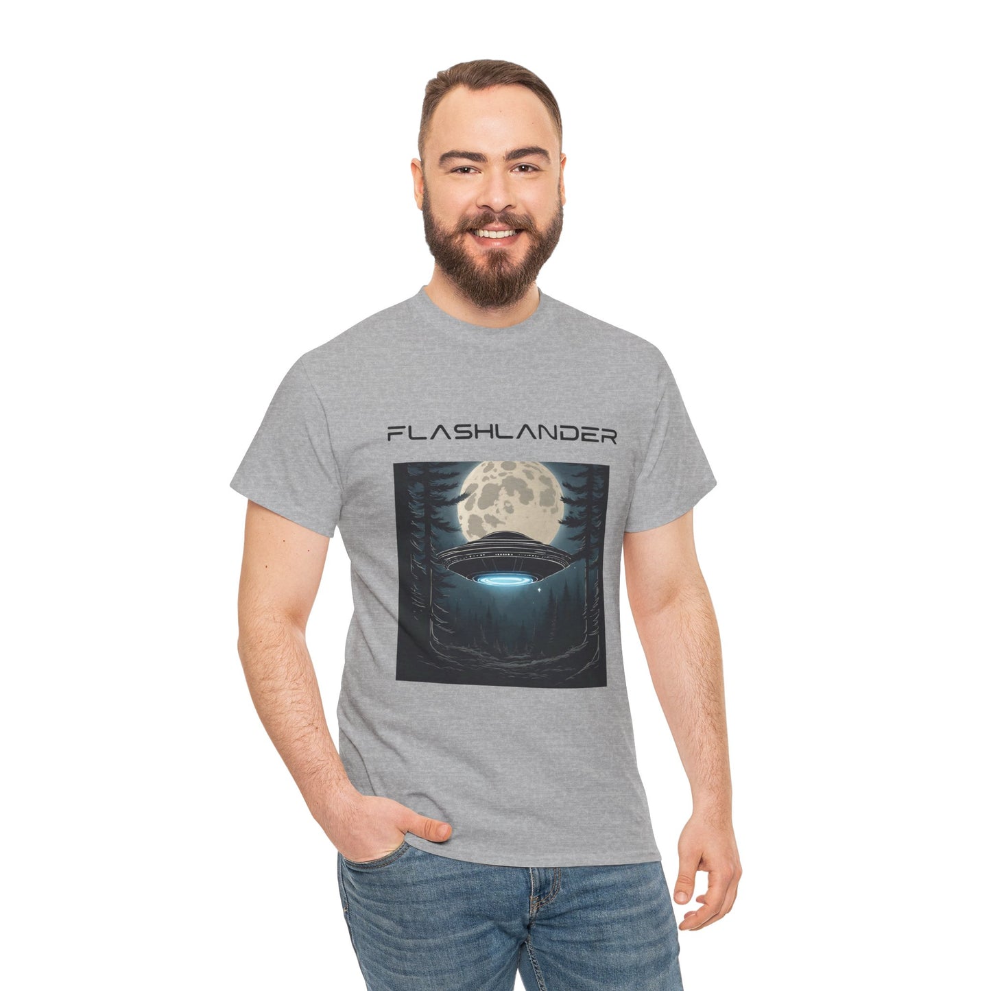 UFO Soaring Low in the Forest Tee Flashlander Gym Shirt