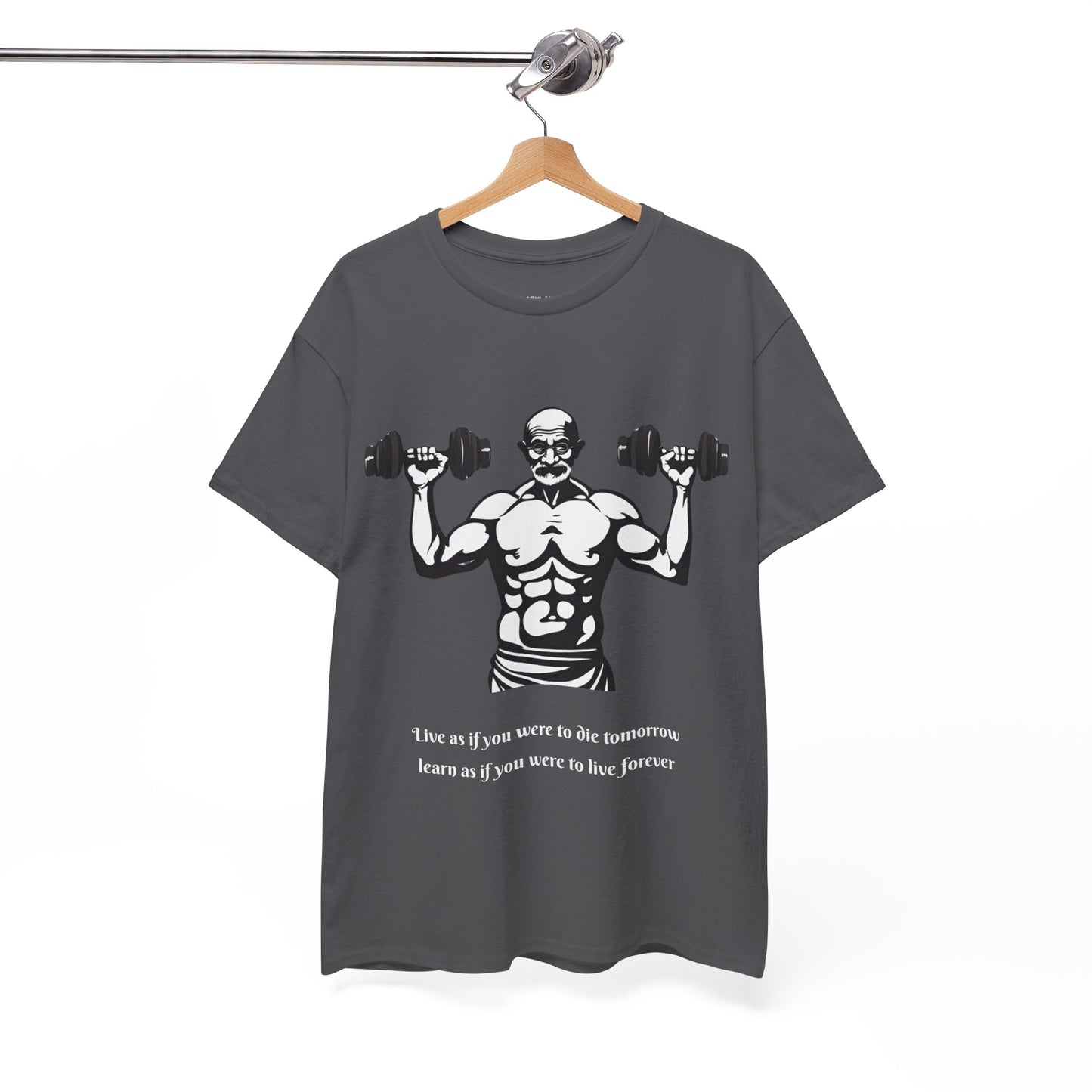 Gandhi Bodybuilder Gym Shirt - Flashlander Live as if you were to die tomorrow, learn as if you were to live forever quote Graphic Tee