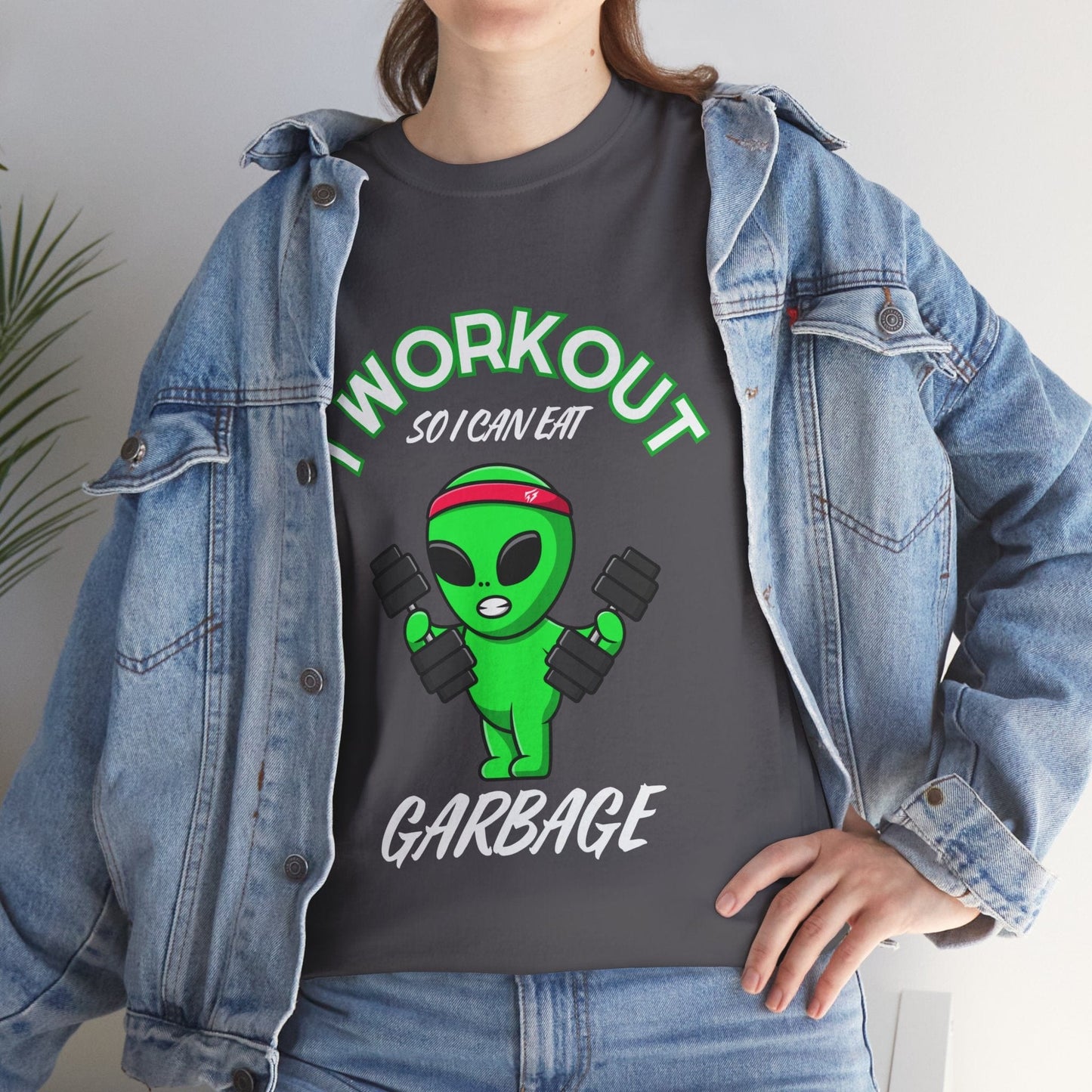 Alien I Workout So I Can Eat Garbage Graphic Tee Flashlander