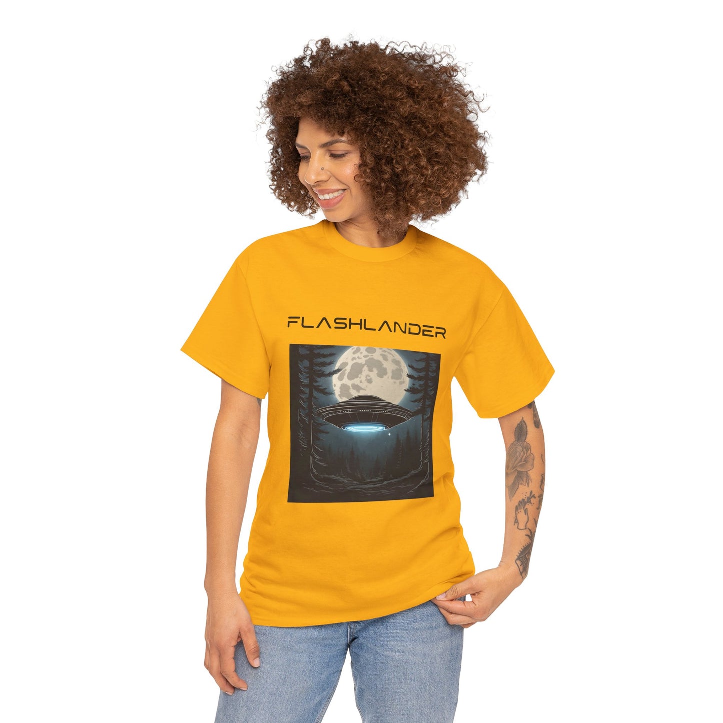 UFO Soaring Low in the Forest Tee Flashlander Gym Shirt