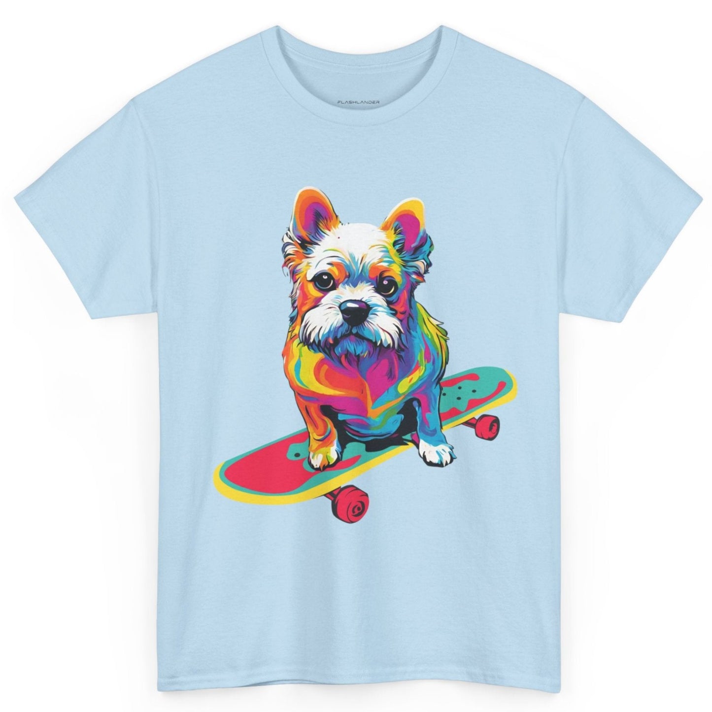 T-shirt de sport Flashlander avec chien skateboardant Pop Art