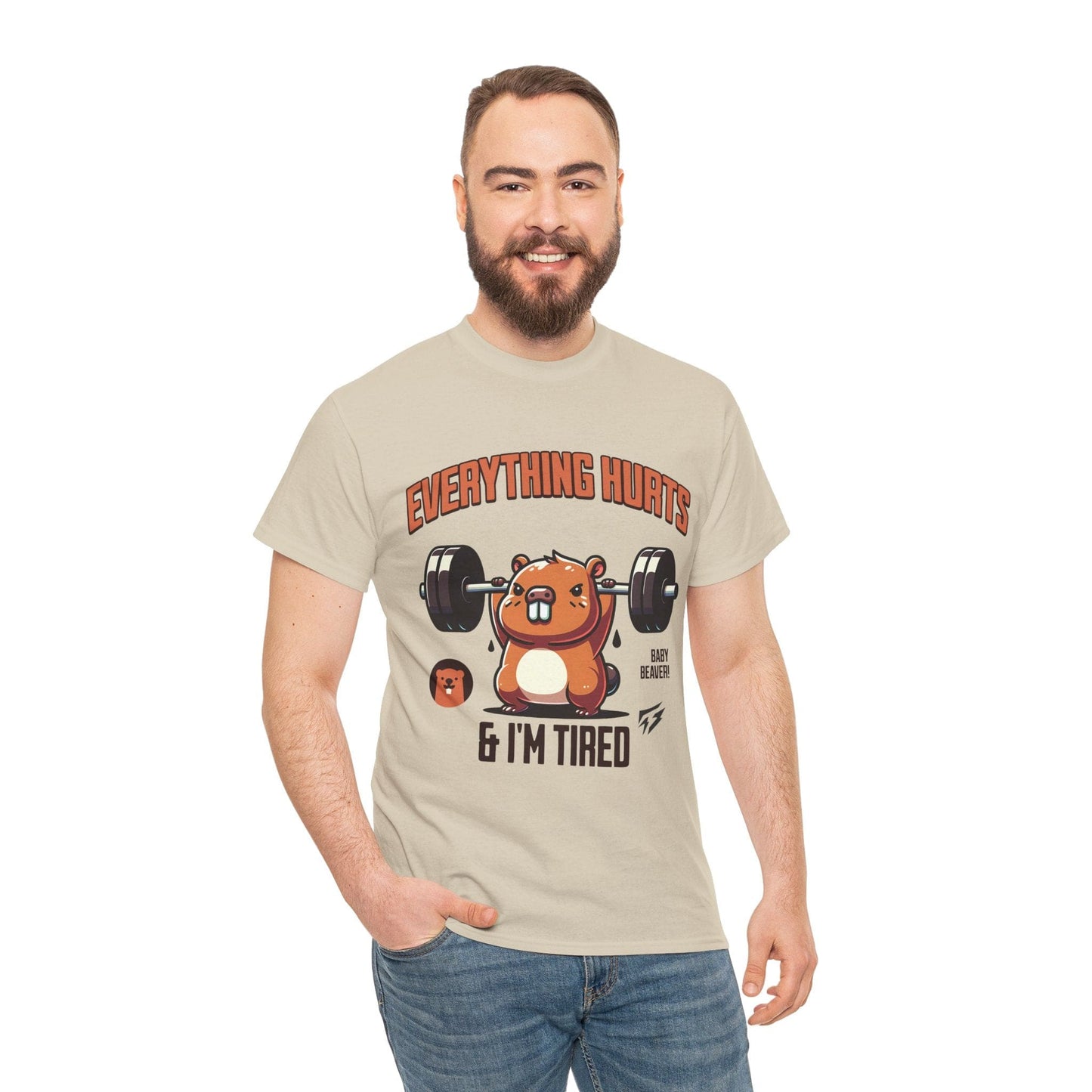 T-shirt de sport Beaver Everything Hurts &amp; I'm Tired T-shirt de sport Flashlander en coton unisexe noir anthracite T-shirt graphique de performance