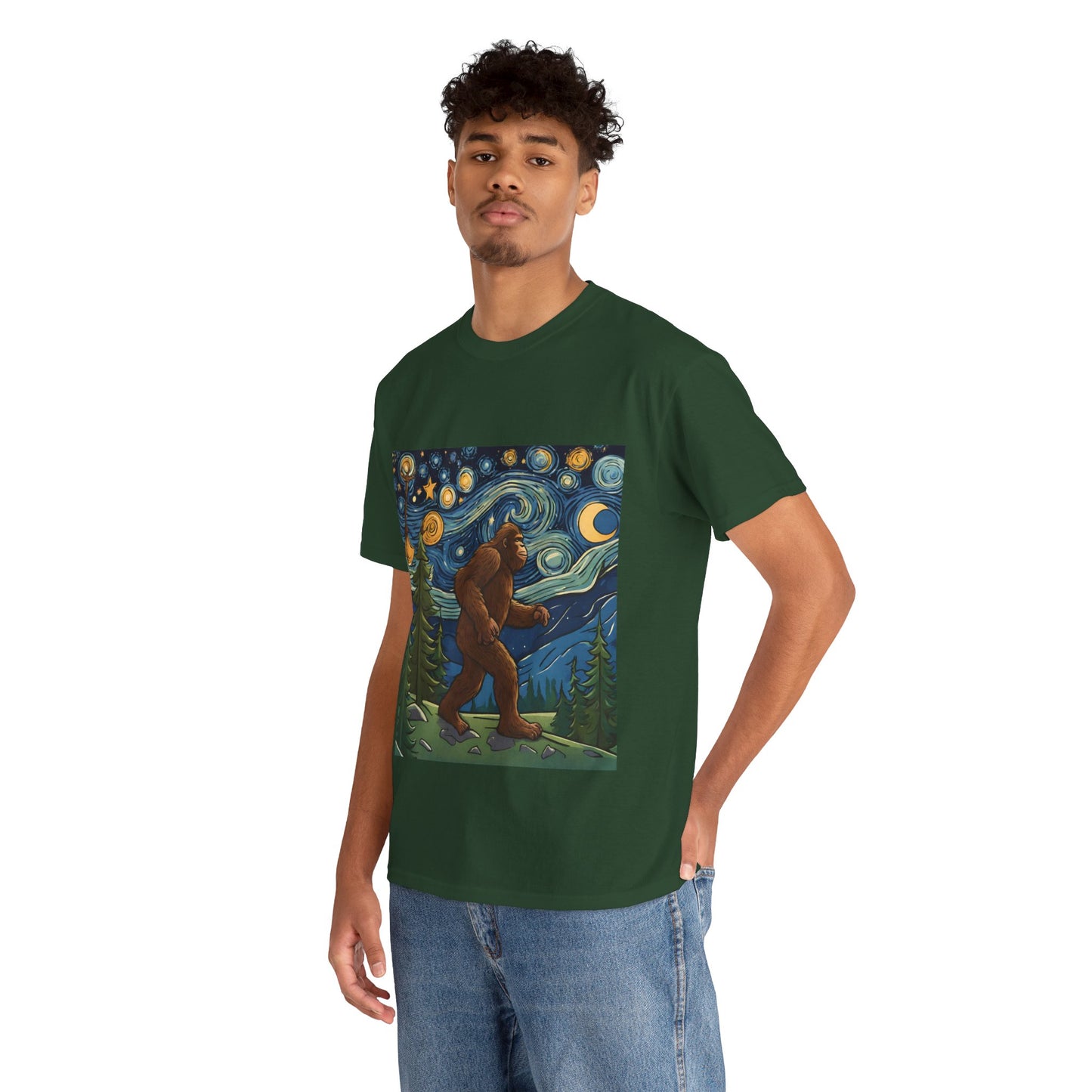 Bigfoot Strolls Through Van Gogh's Starry Night - Flashlander Gym Shirt