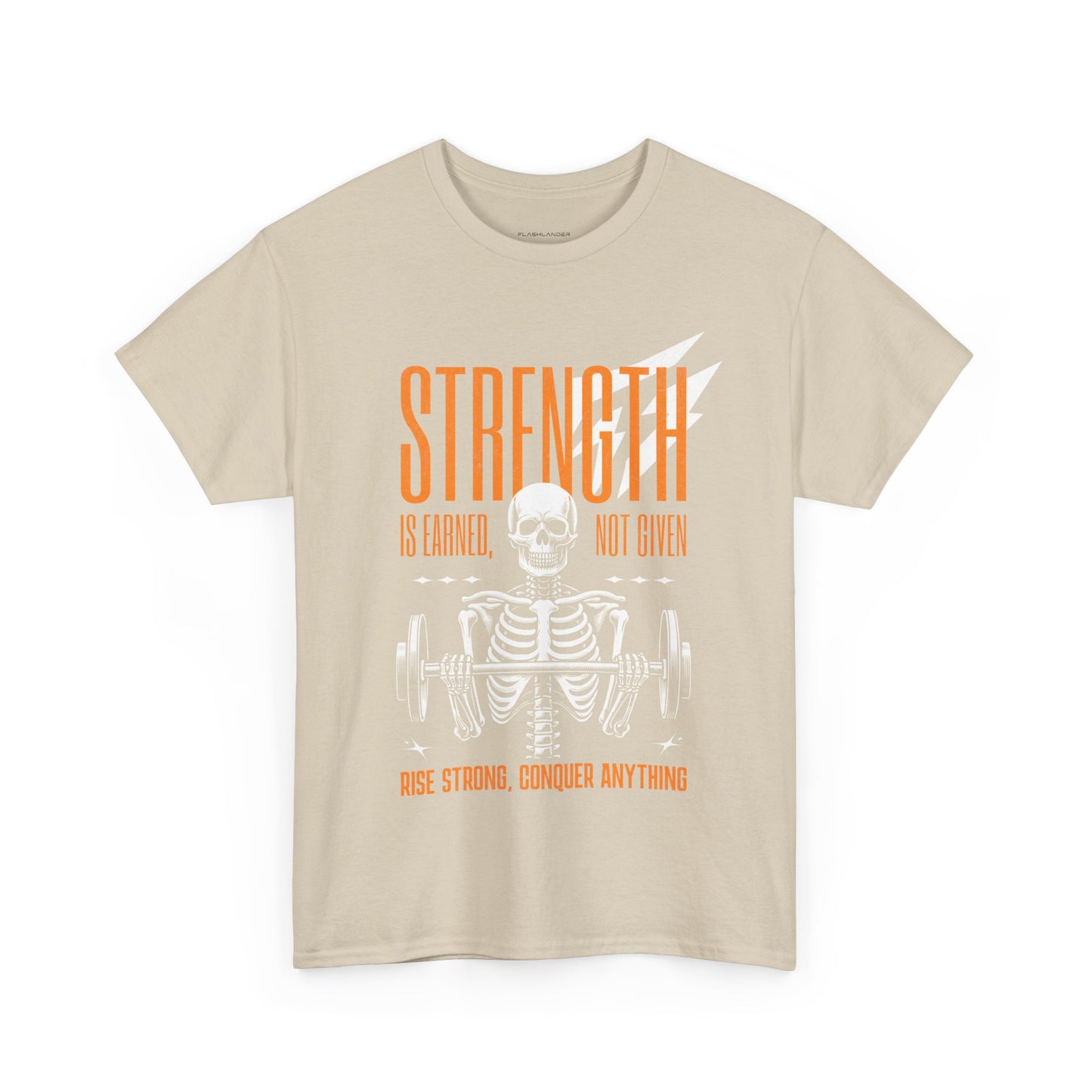 Skeleton Lifter Bodybuilder Shirt Flashlander Strength Is Earned Not Given Gym T-Shirt Cotton Unisex Graphic Tee