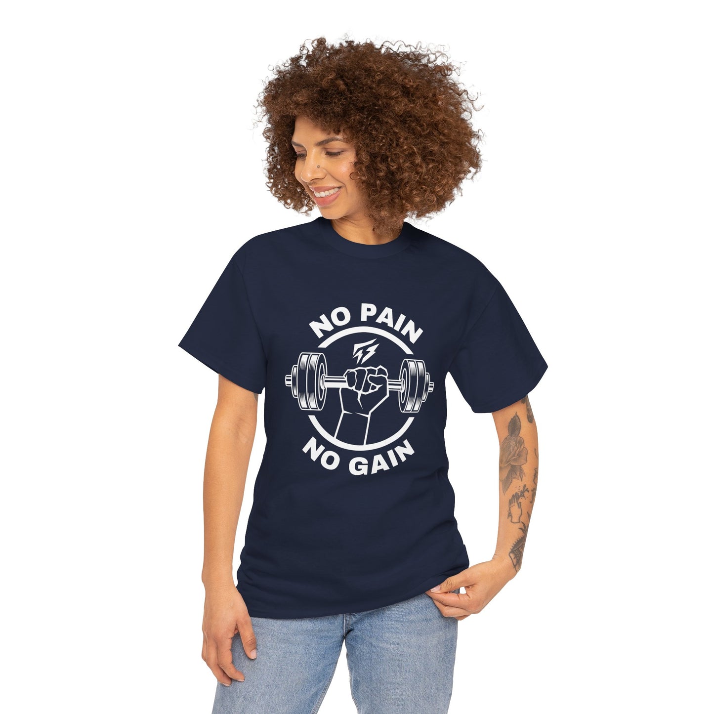 T-shirt de sport Lifting Flashlander avec citation « No Pain No Gain »