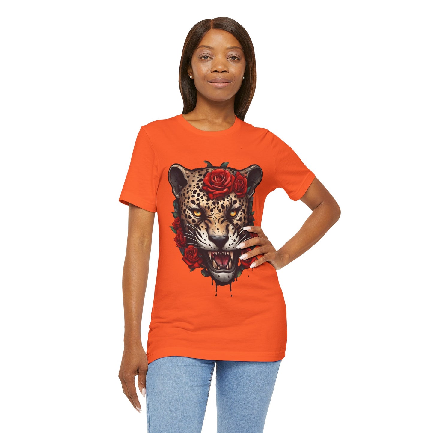 Jaguar Flames and Roses Graphic Tee Flashlander