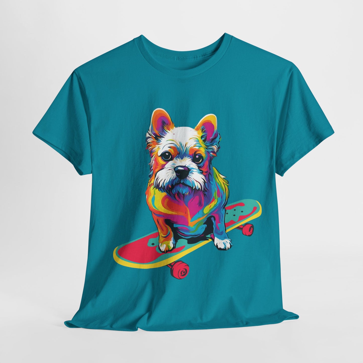 T-shirt de sport Flashlander avec chien skateboardant Pop Art