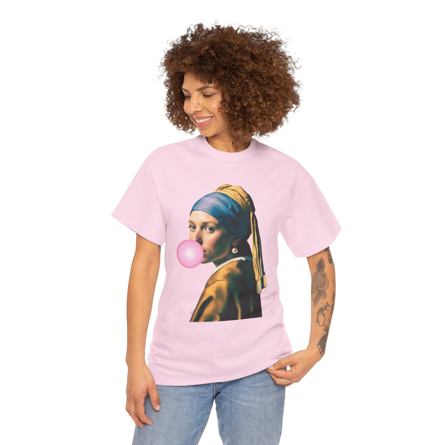 Bubble Gum Girl with a Pearl Earring Johannes Vermeer - Flashlander Gym Shirt