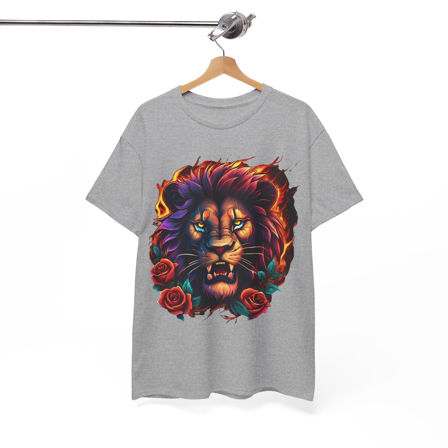 Lion Flames and Roses T-Shirt Flashlander